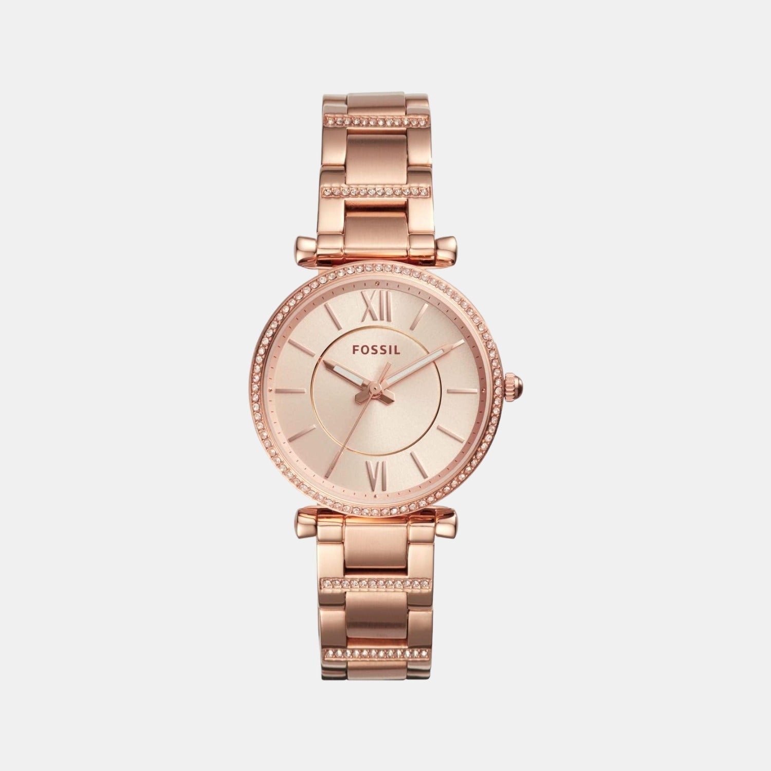 Fossil Carlie Women Quartz Rose Gold Dial Analog Stainless Steel Watch ES4301