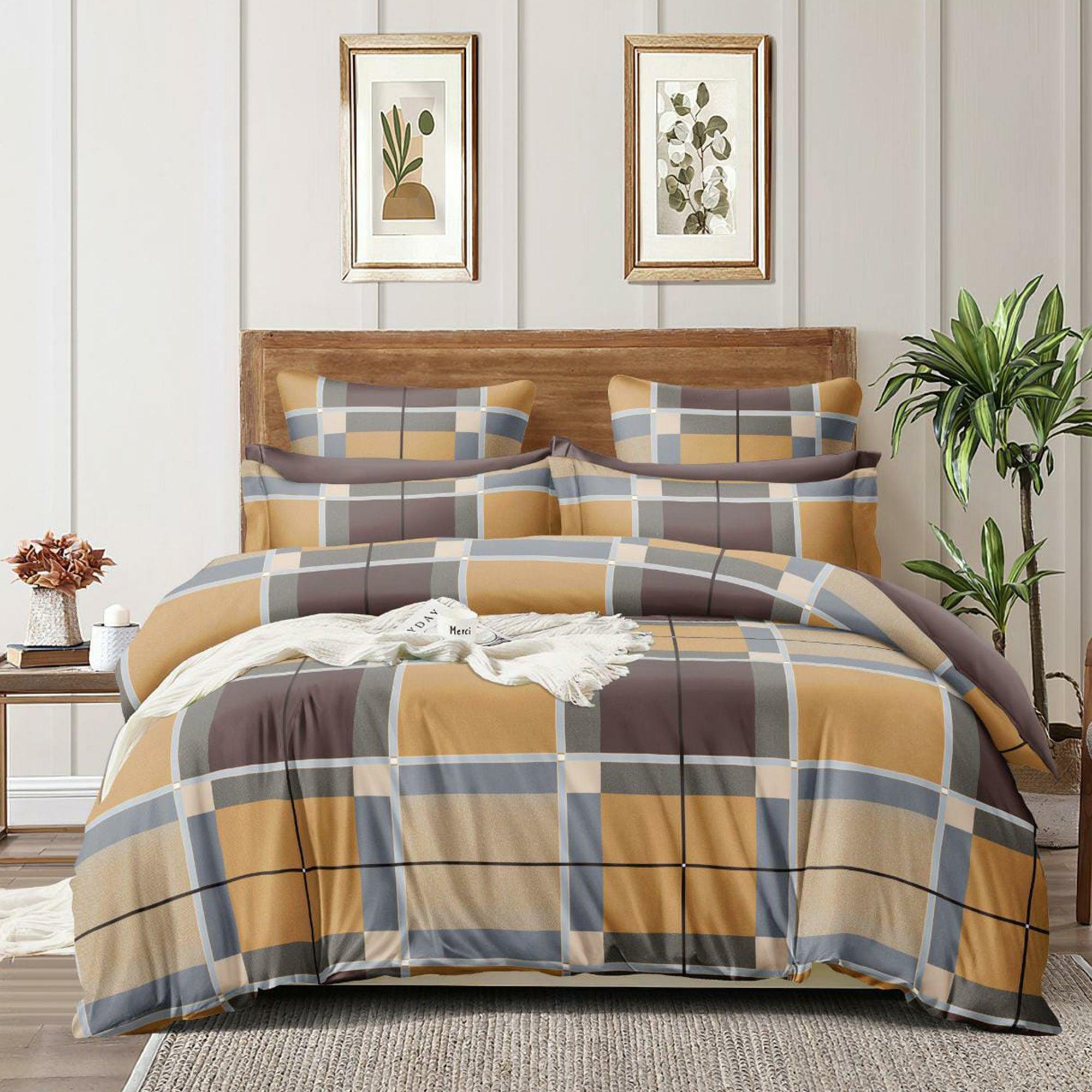 Peachmode Multi Printed Art Silk Double Bedsheet With Pillow Cover