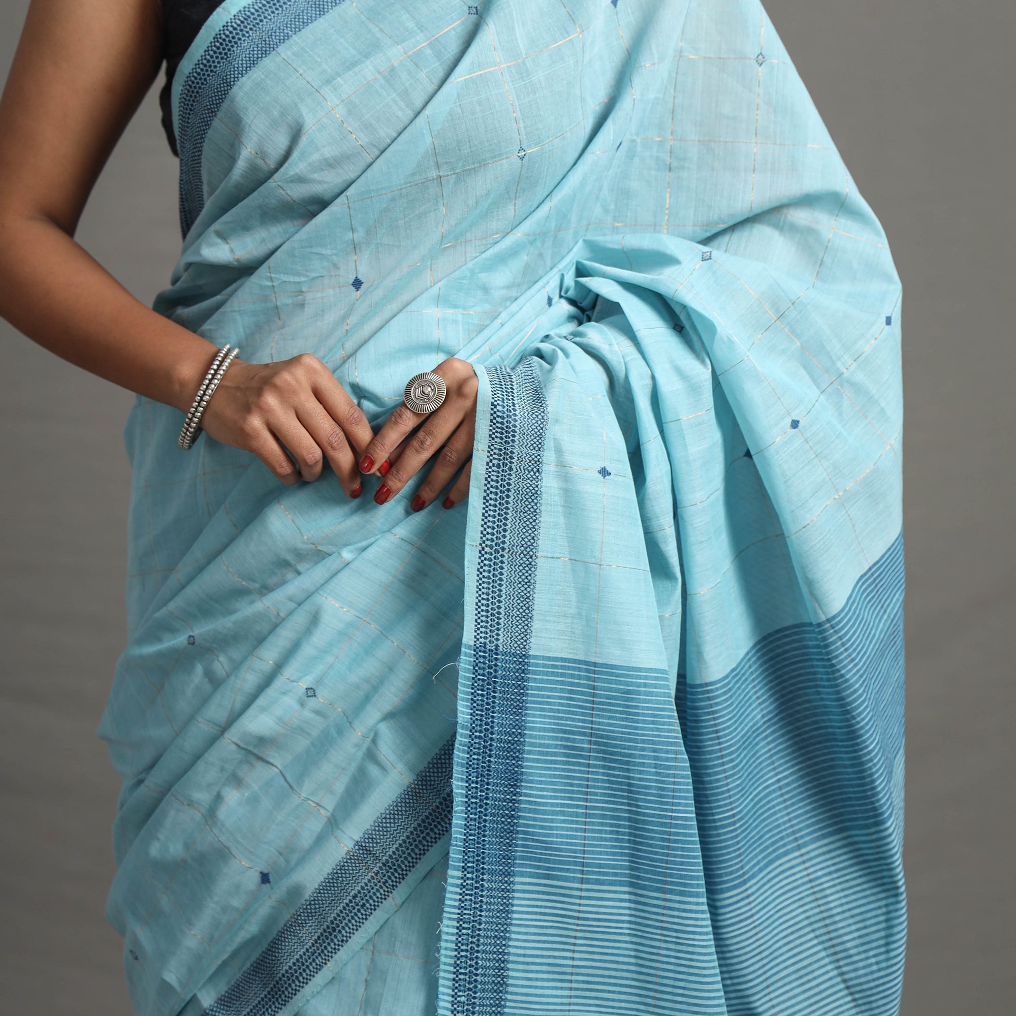 CHITRIKA Buti Cotton Zari Check Handloom Saree 107 - view 5