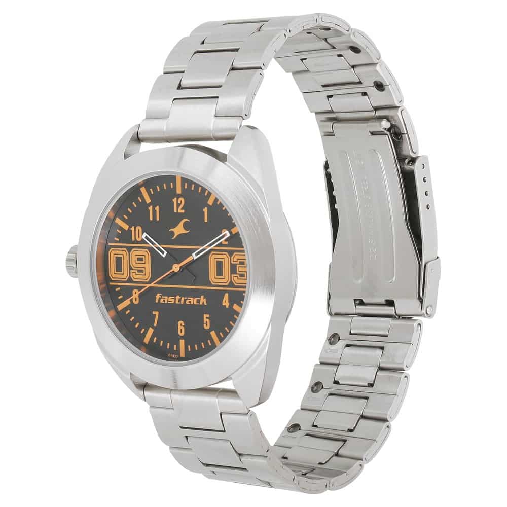 Fastrack Varsity Black Dial & Stainless Steel Strap