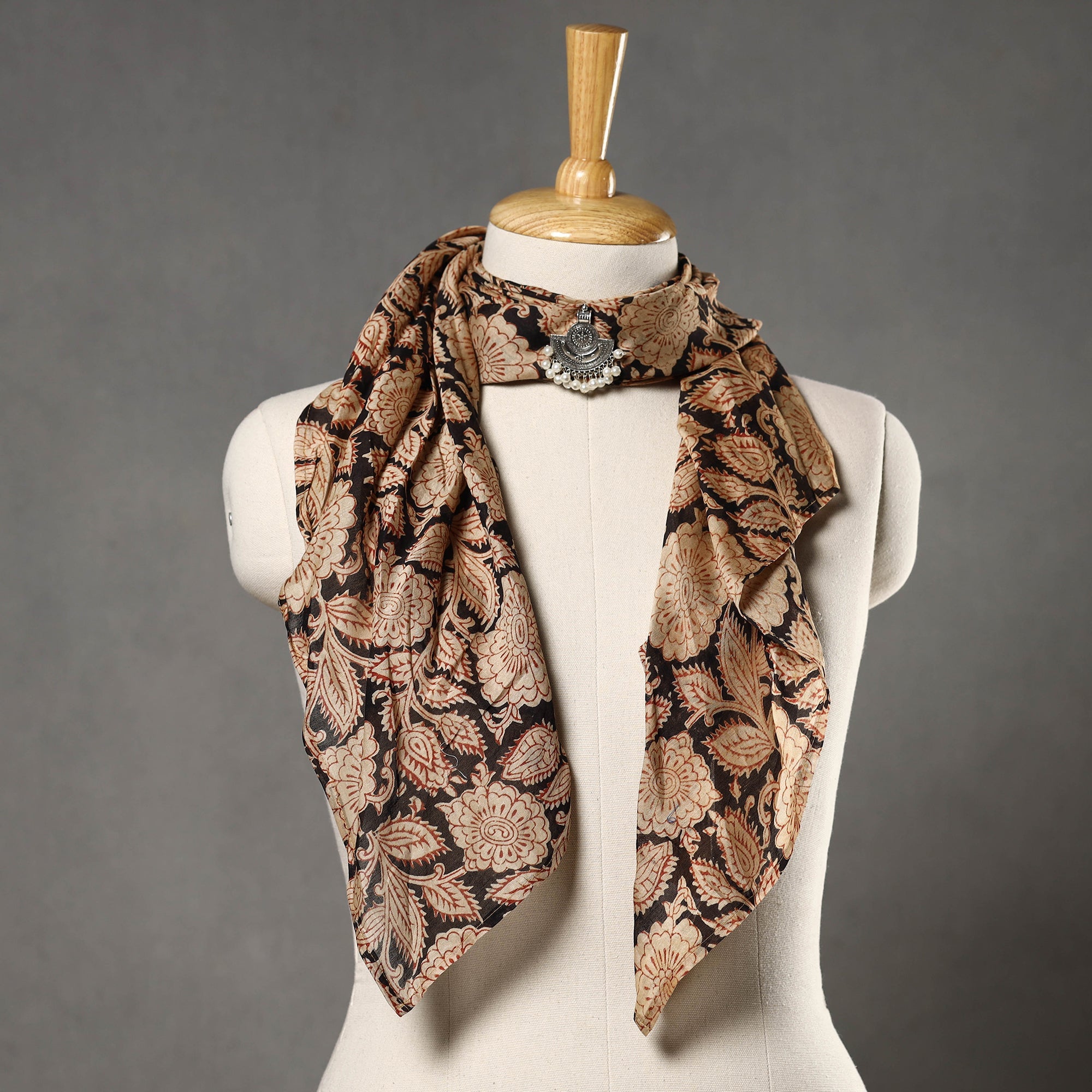 HAVELI CHRONICLES Block Printed Modal Silk Pendant Necklace Scarf 42