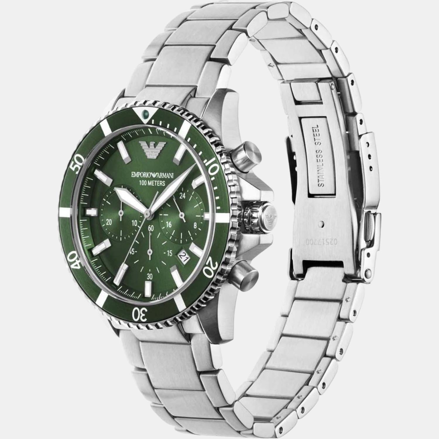 Emporio Armani Helios (World Explorer) Men Quartz Green Dial Chronograph Stainless Steel Watch AR11500 - view 5