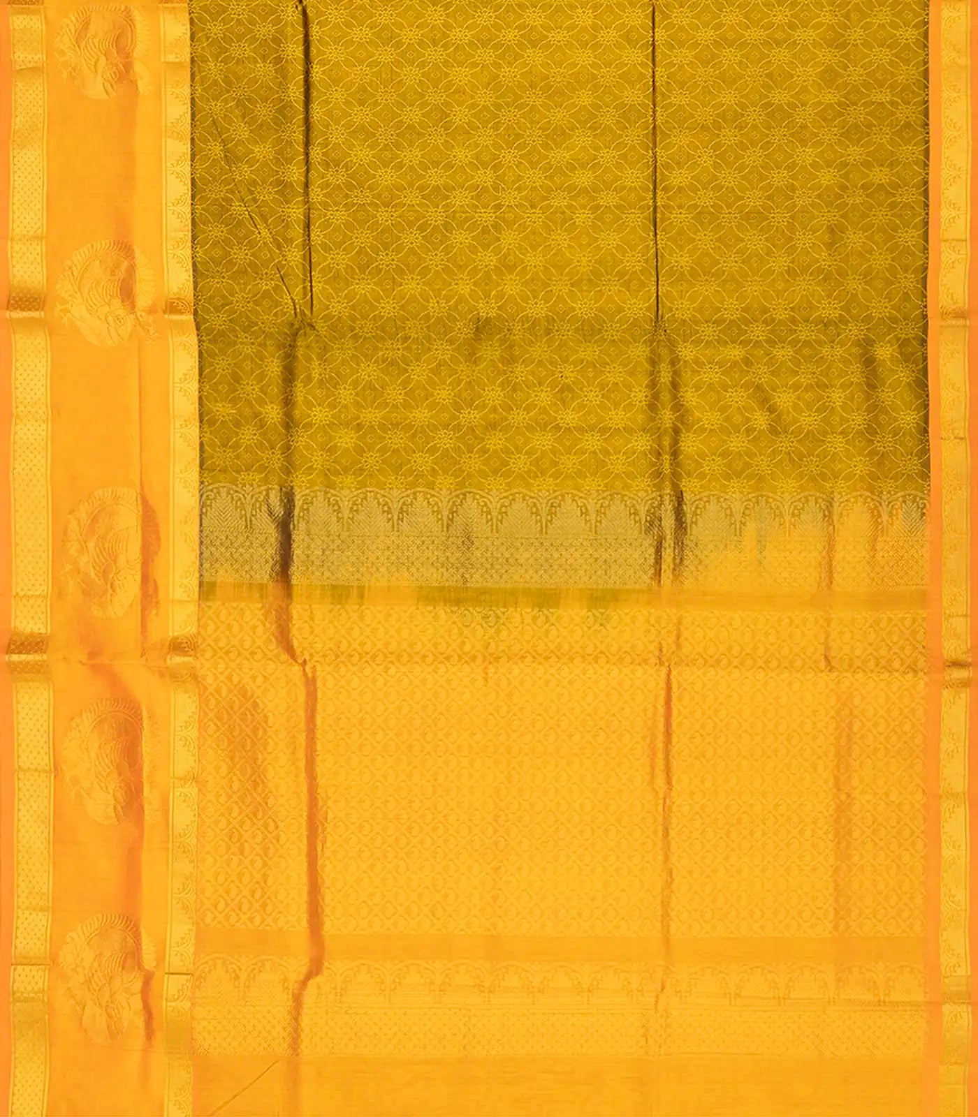 RmKV Sage Green Handloom Silk Cotton Saree With Floral Jaal Motifs-Sage Green - view 2