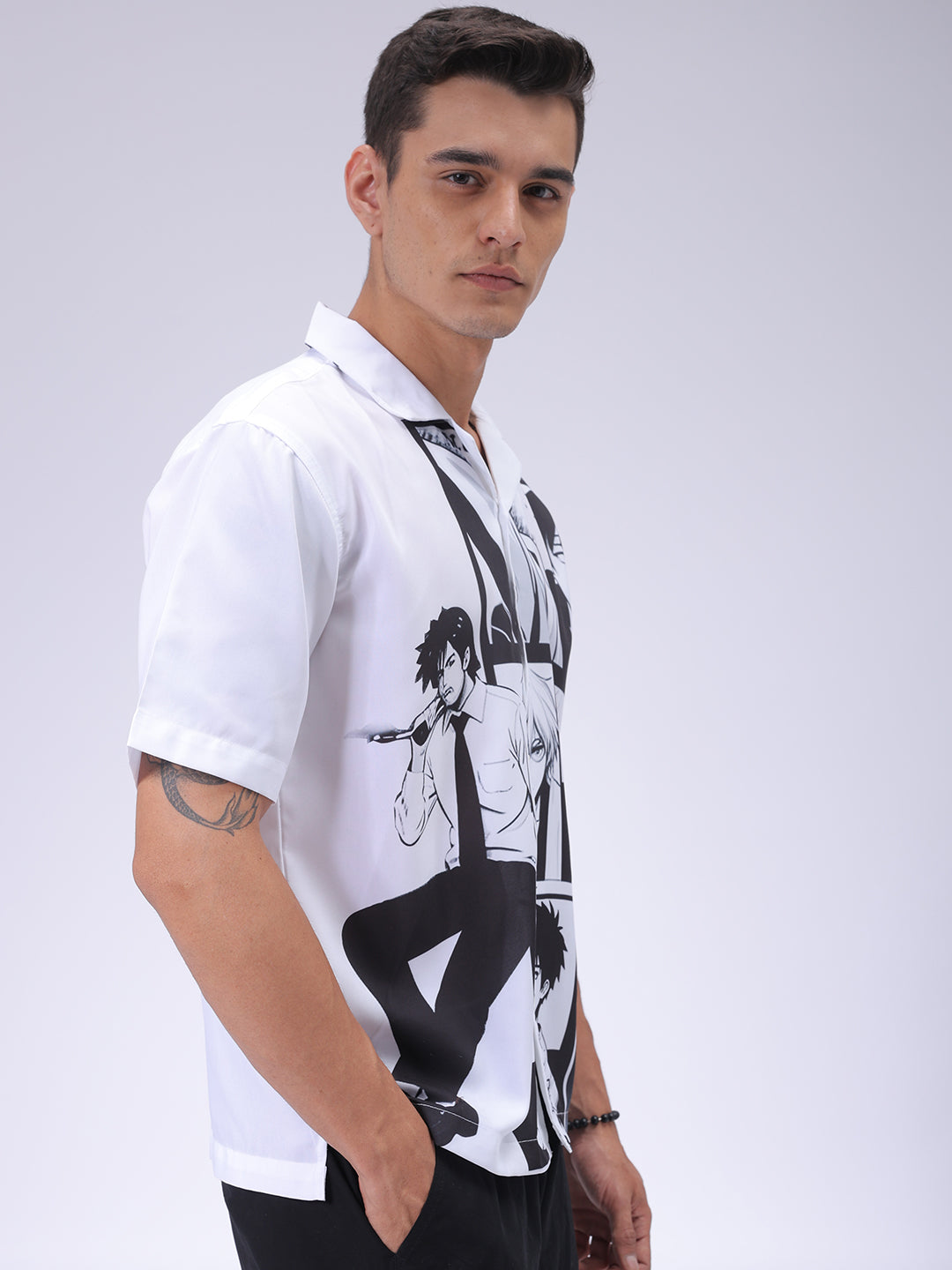 The Indian Garage Co Men's Black Oversized Fit Graphic Shirt - view 4