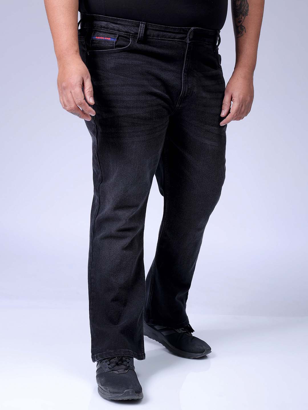 Hardsoda Men's Plus Size Black Bootcut Fit Solid Stretchable Jeans - view 4