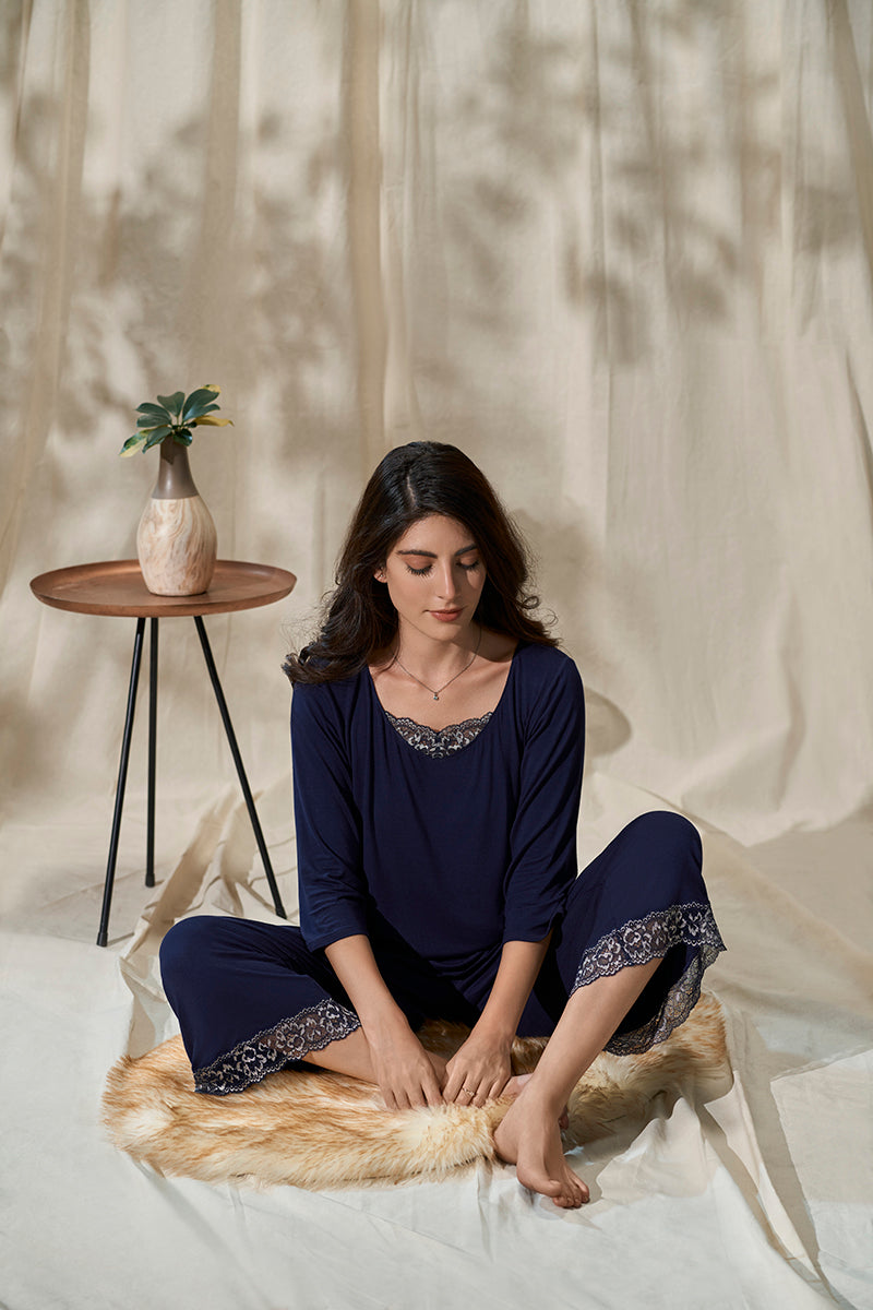 Amante Lace Touch Sleep Top - Midnight