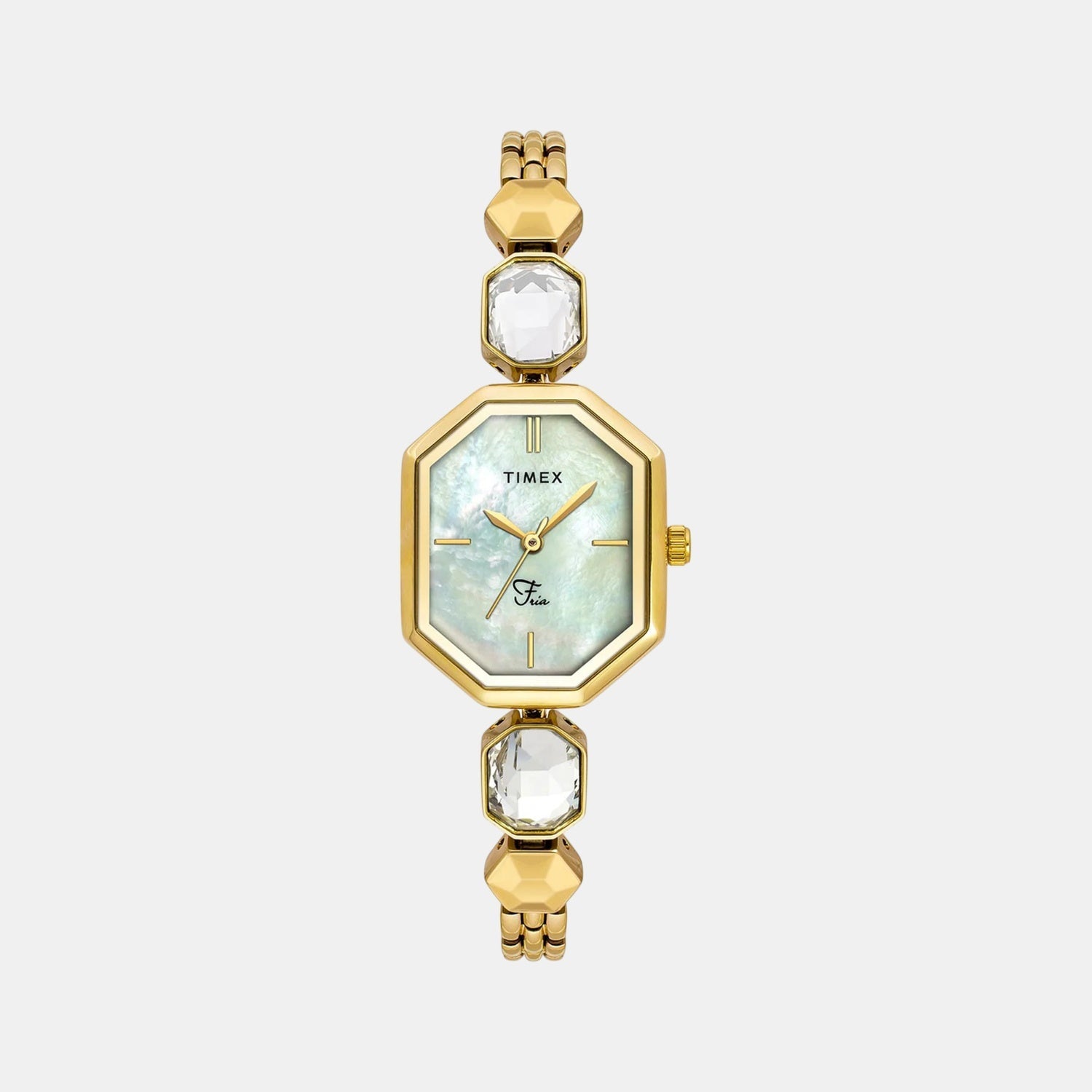 Timex Fria Women Quartz Mother Of Pearl Dial Analog Brass Watch TWEL21100