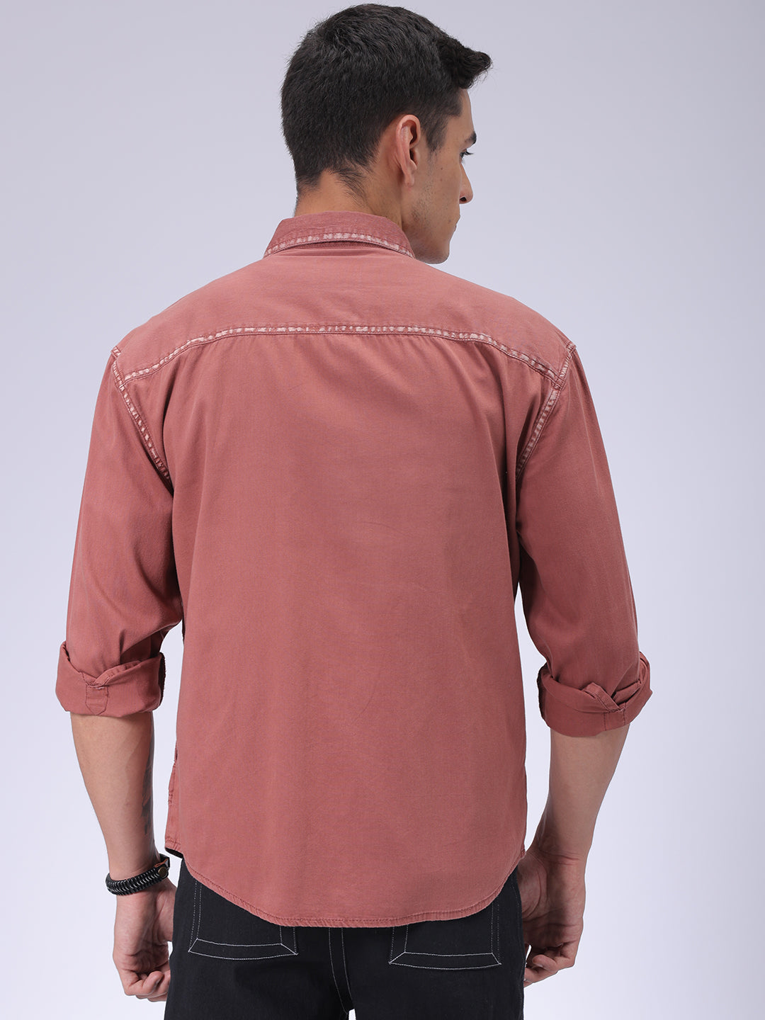 The Indian Garage Co Men's Burgundy Regular Fit Vintage Shirt - view 5