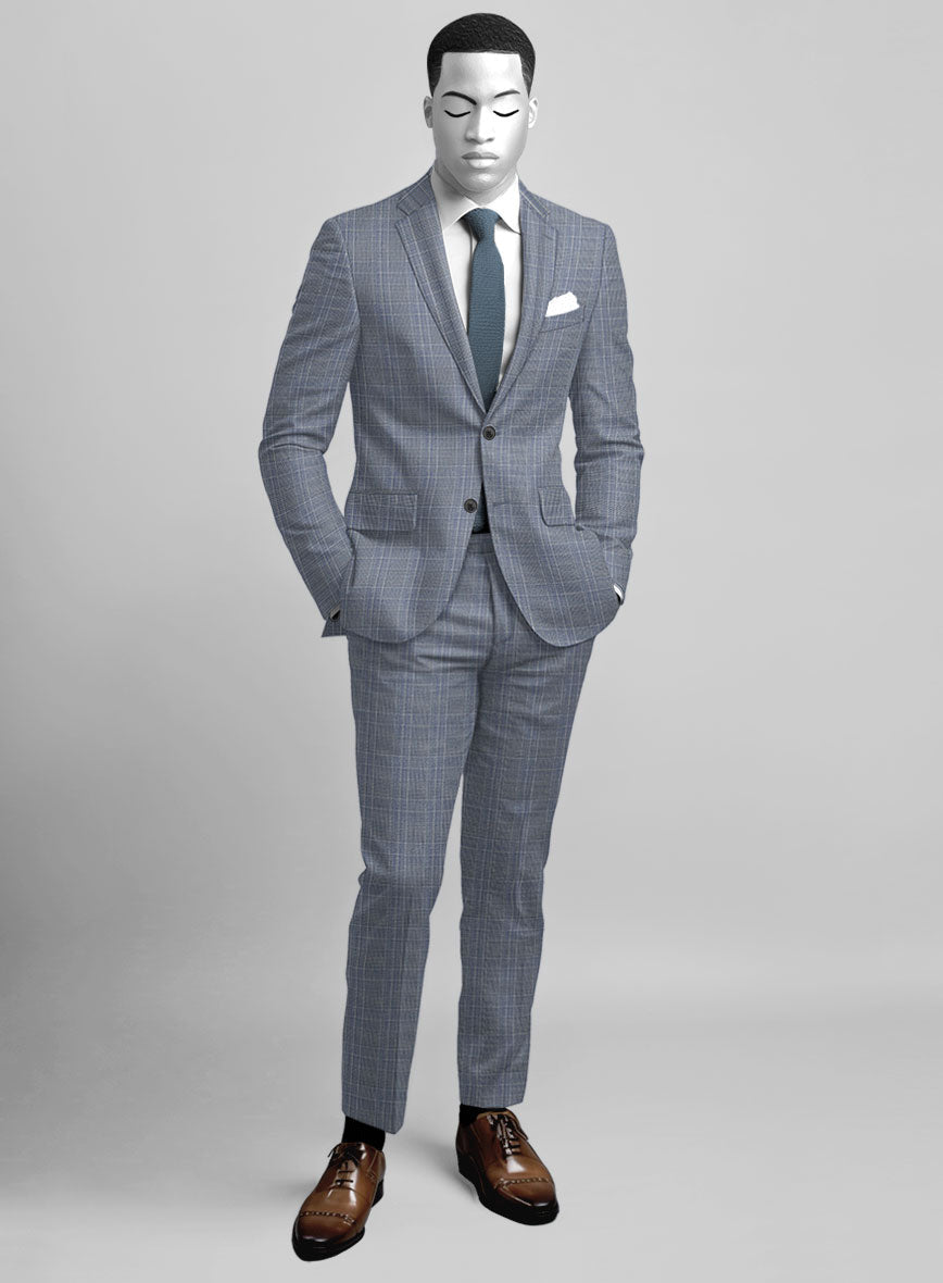 StudioSuits Napolean Canzo Glen Light Blue Wool Suit