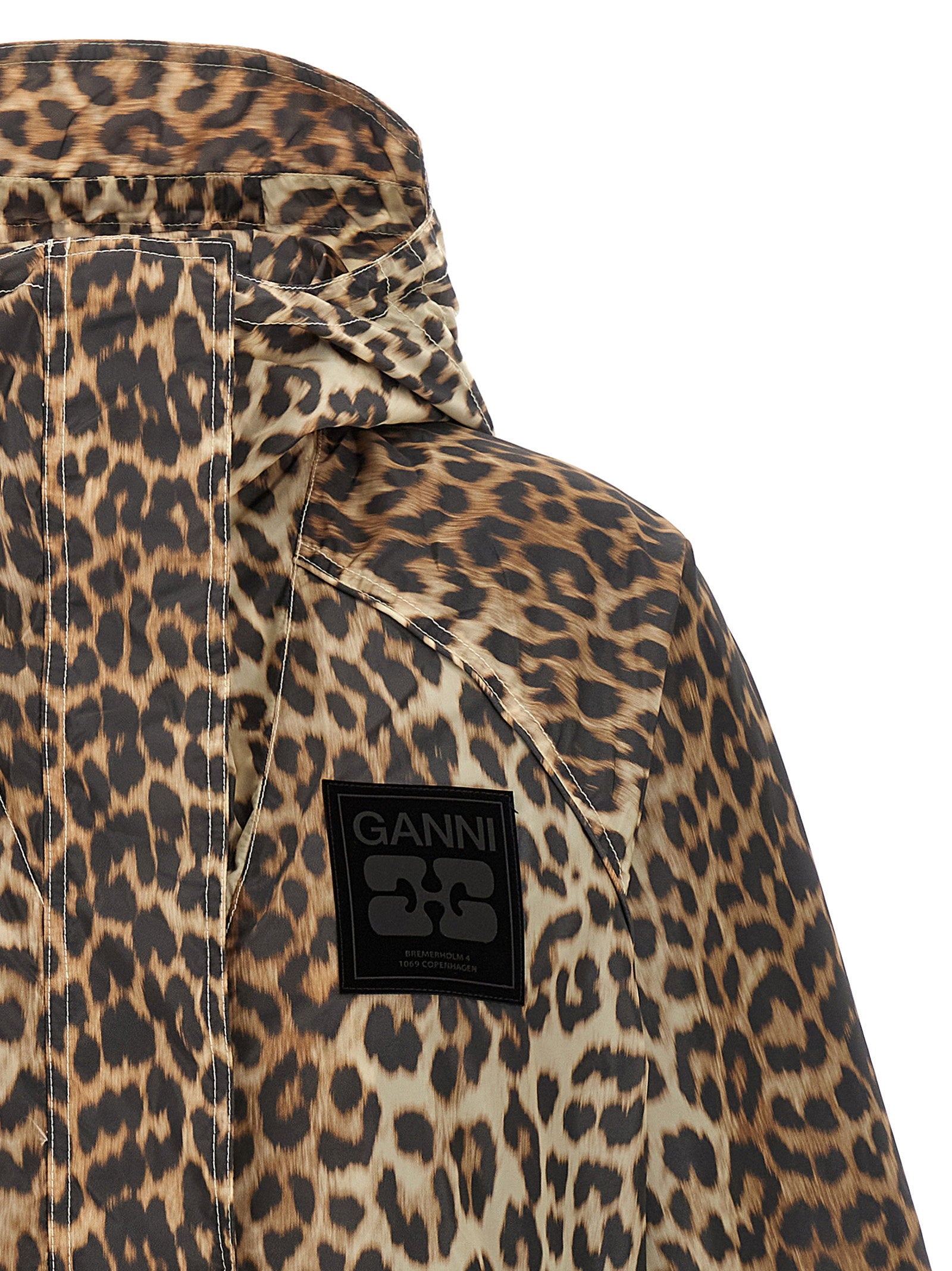 Ganni Leopard Print Nylon Windbreaker – 100% nylon - view 3