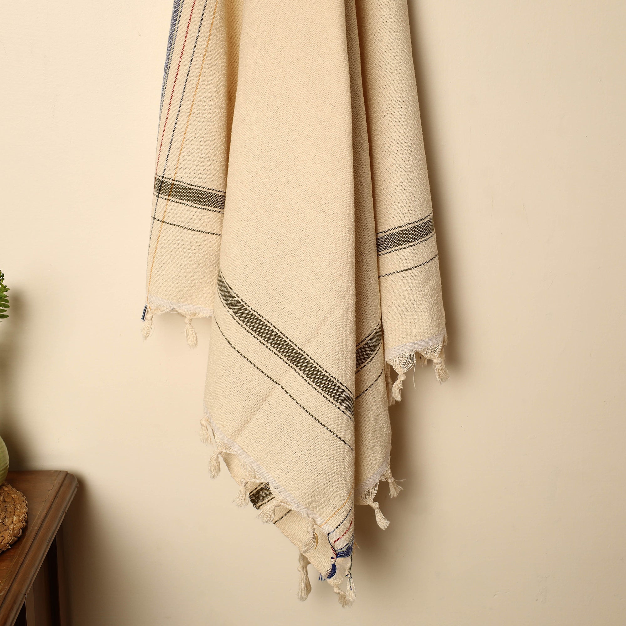 GWALIOR HANDLOOMS Beige - Handloom Fine Cotton Plain Bath Towel 02 - view 2