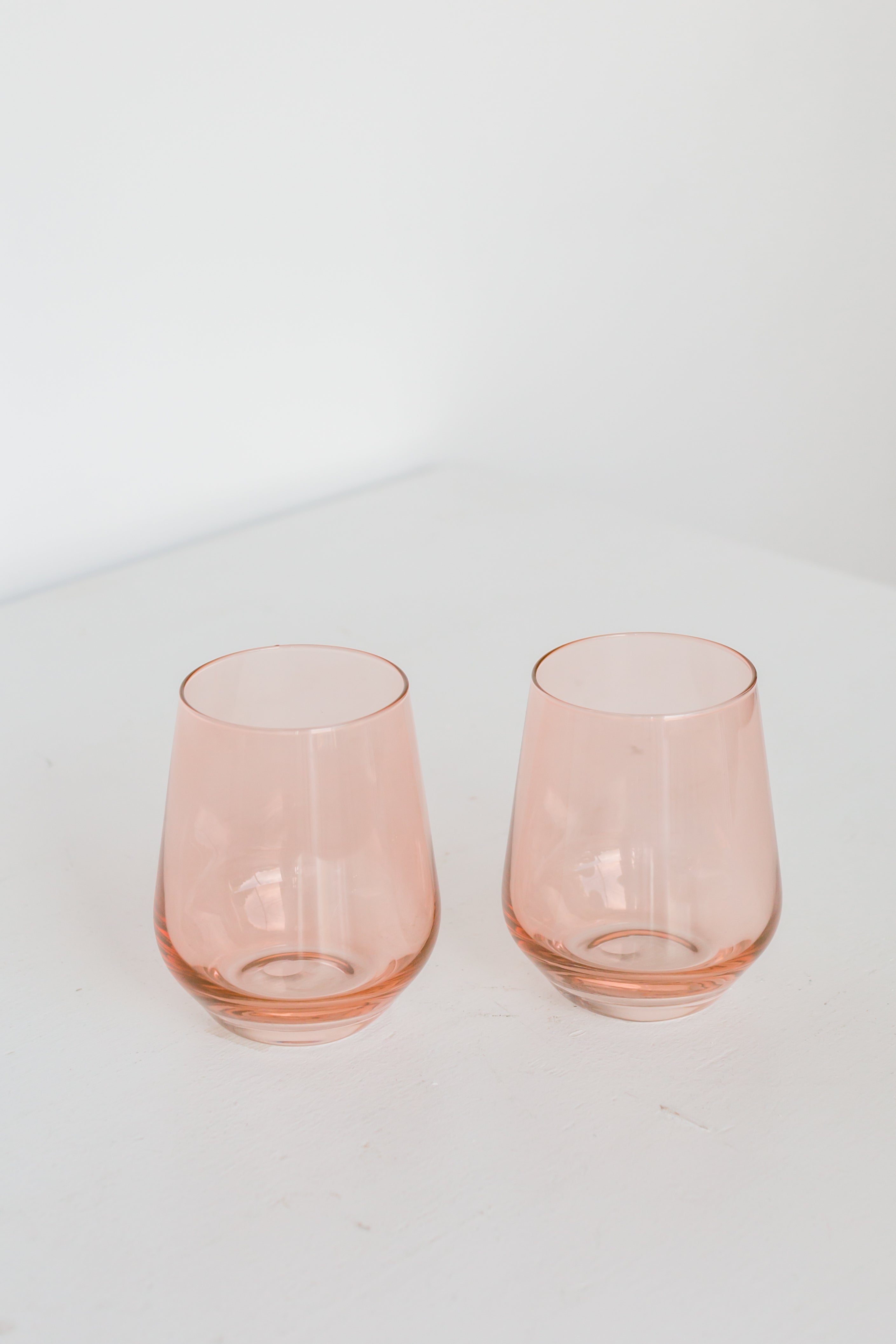 Estelle Colored Glass Estelle Colored Wine Stemless - Set of 2- Peach Fuzz {Our Coral Peach Pink}