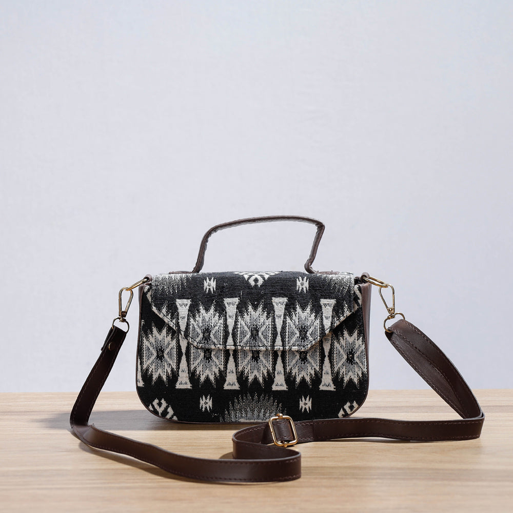 KACHCHH JI CHHAAP Black - Kutch Handcrafted Woven Cotton Sling Bag - view 2