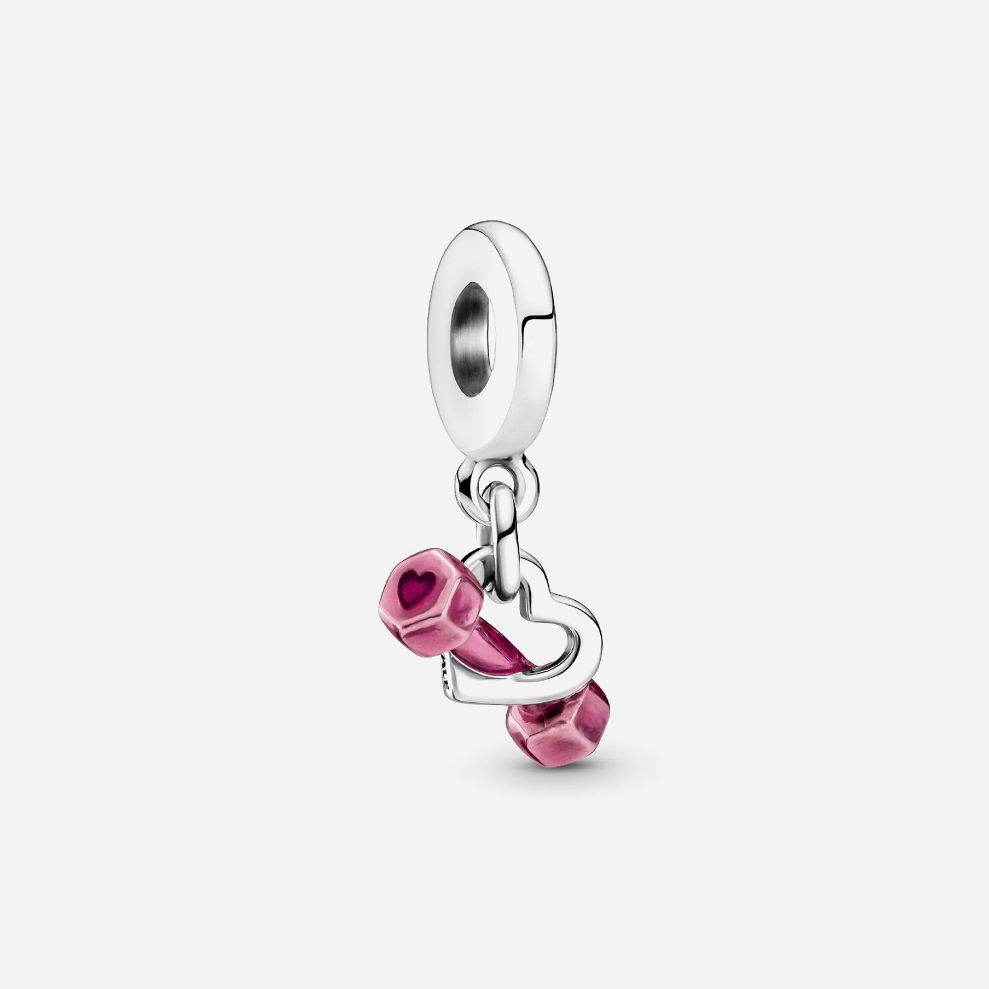 Pandora Dumbbell & Heart Dangle Charm Sterling Silver - view 2