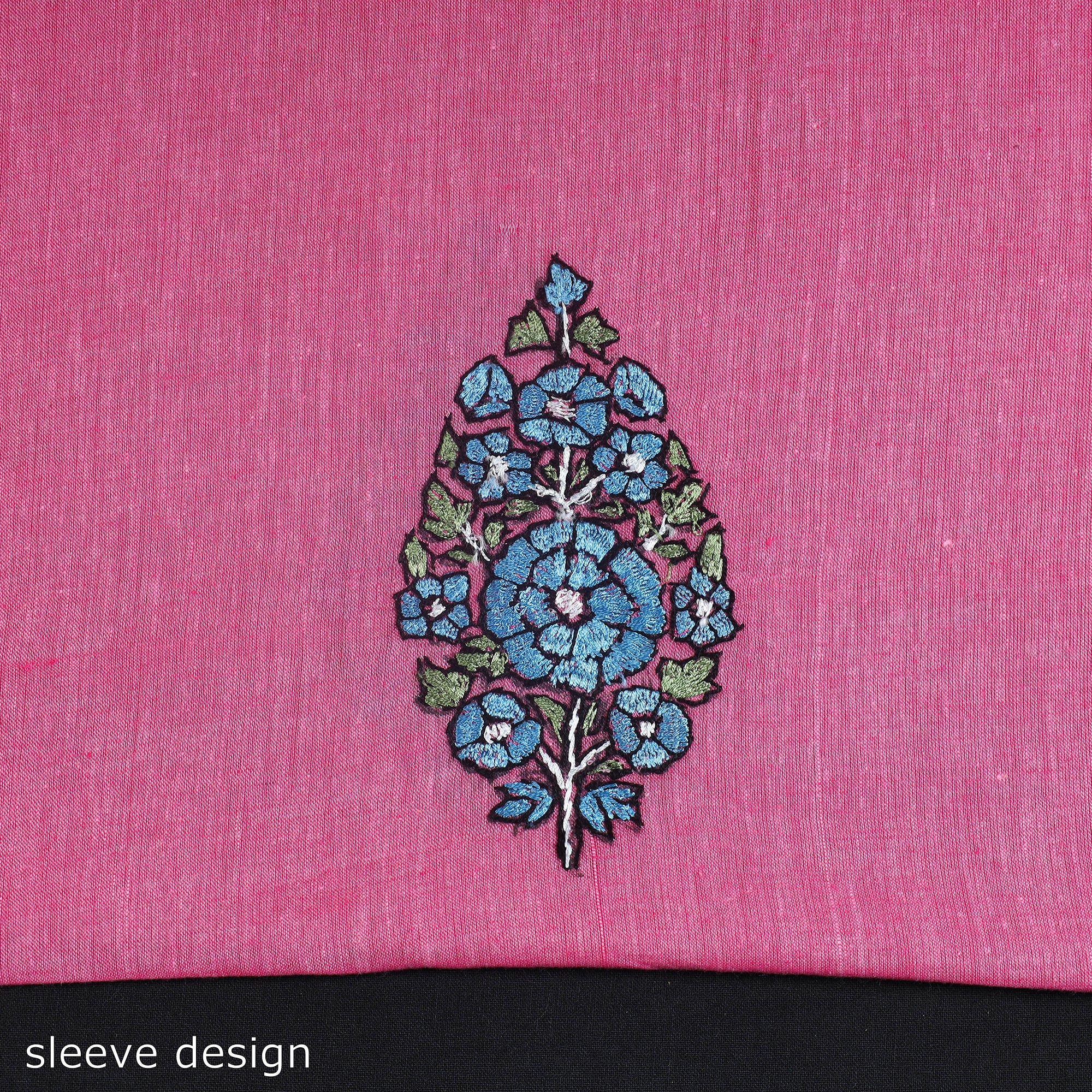 ITOKRI CRAFTS INITIATIVE Pink - Kashida Hand Embroidery Cotton Kurta Material (2.6m) 33 - view 4