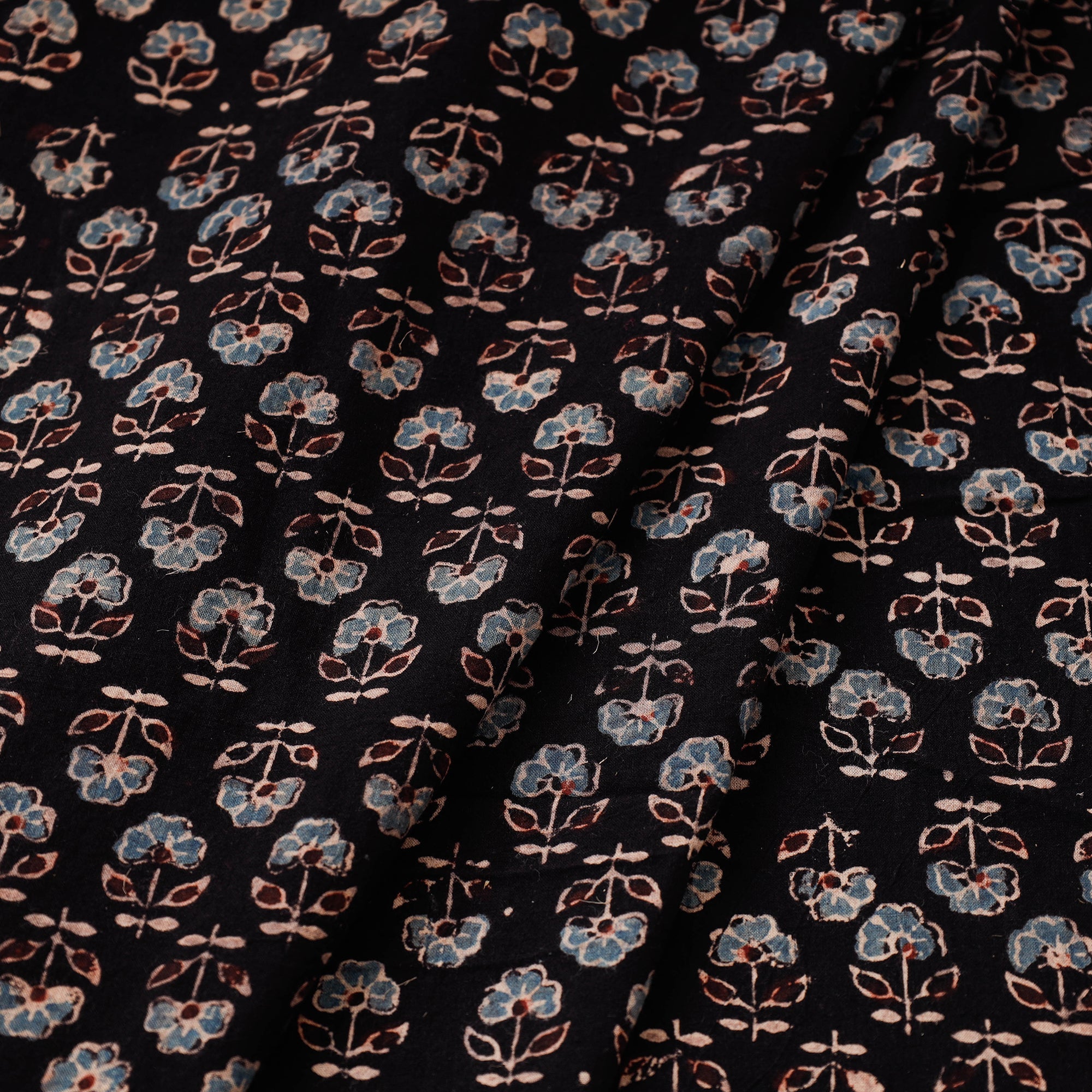 KACHCHH JI CHHAAP Black - Ajrakh Block Printed Cotton Fabric 08 - view 2