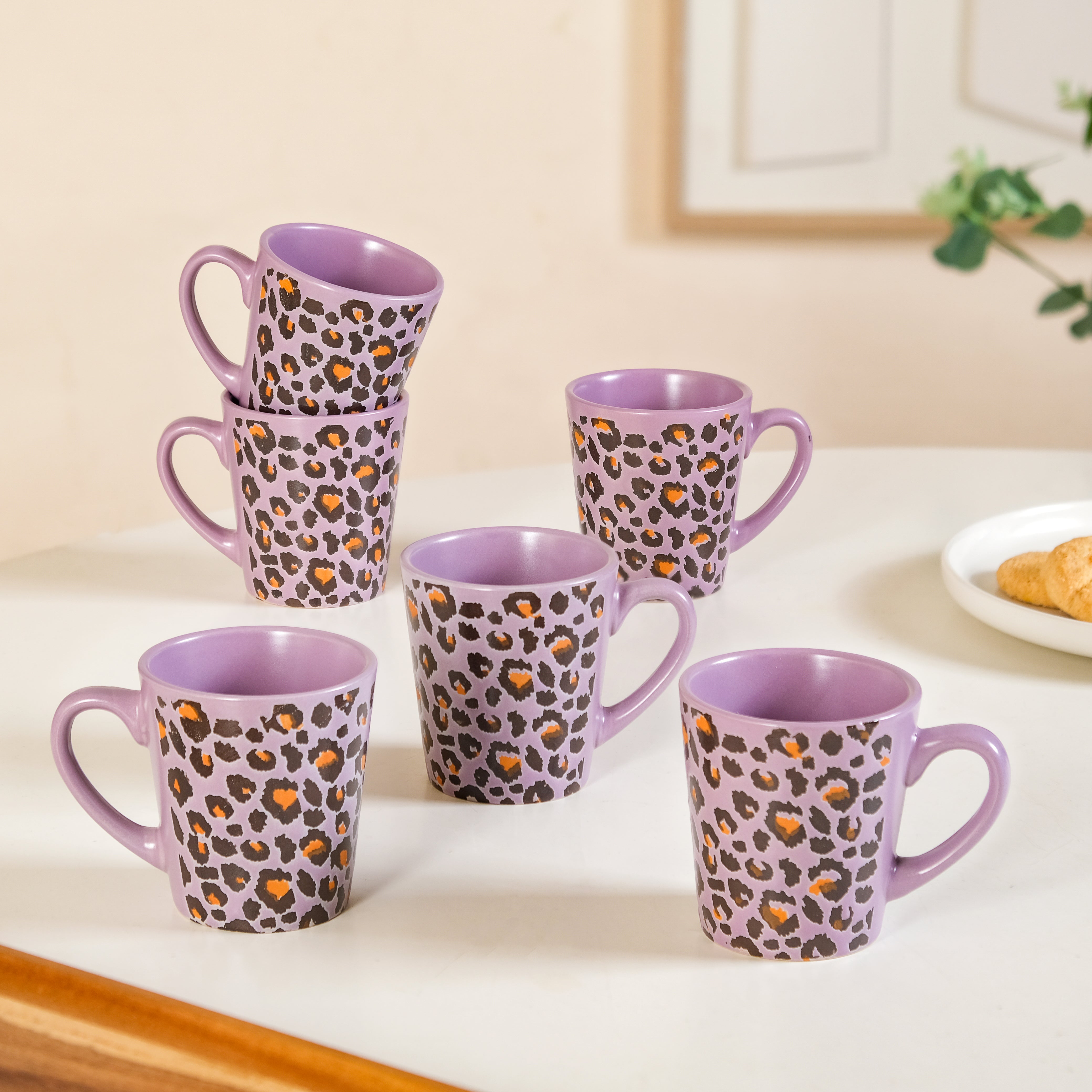 Nestasia Leopard Print Mug Lilac Set Of 6 220ml