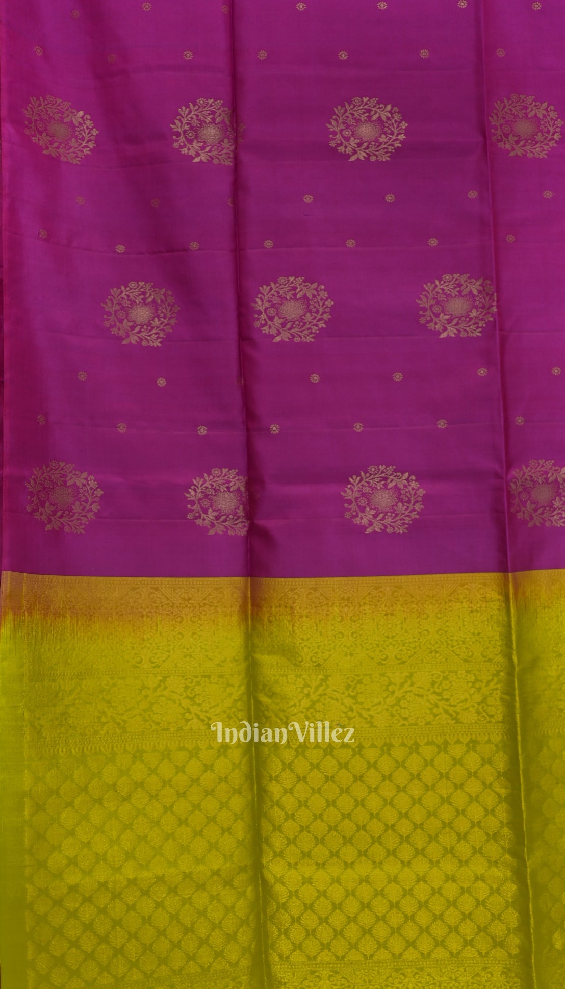 IndianVillèz Purple With Parrot Green Pure Kanjivaram Soft Silk Saree - view 2