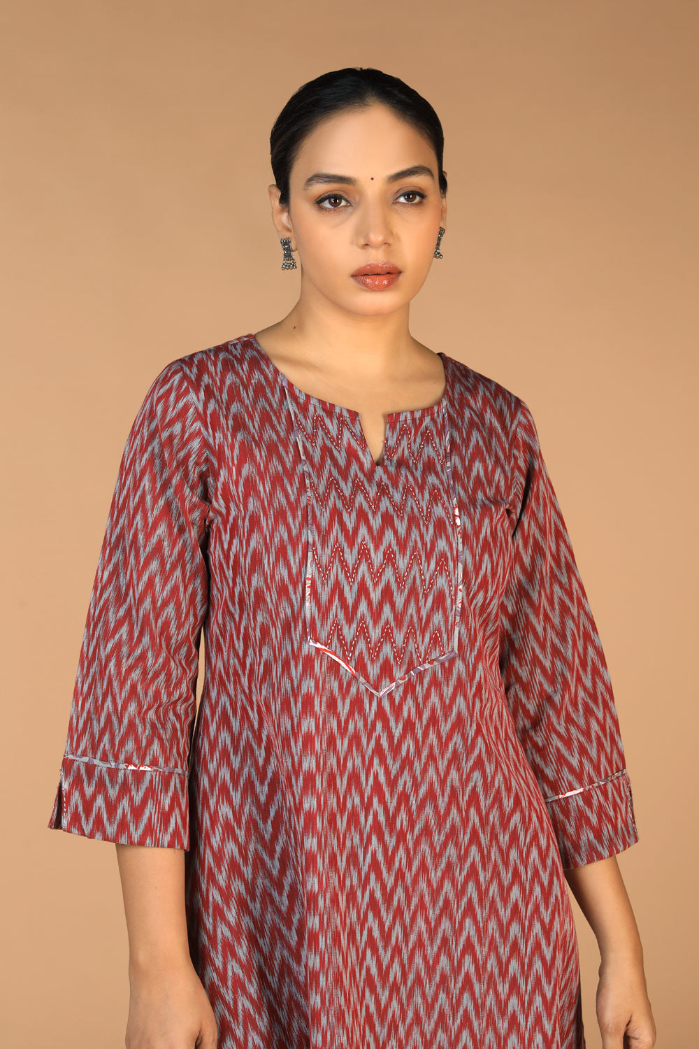 Kalanjali Ethnics Cotton pochampally Ikat – Maroon - view 6