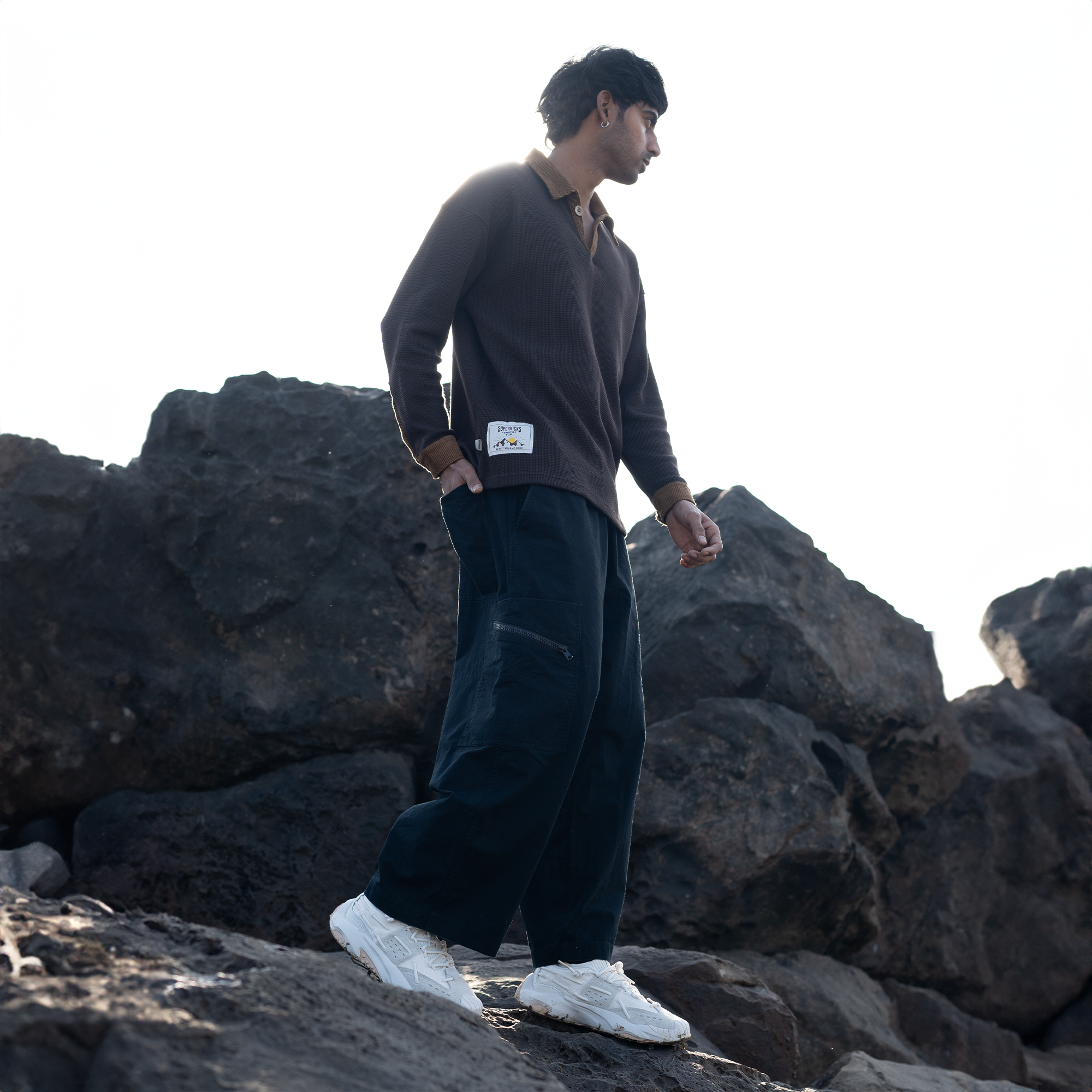 Superkicks | POLO: WAFFLE KNIT WITH CORDUROY DETAILS { BROWN - view 5