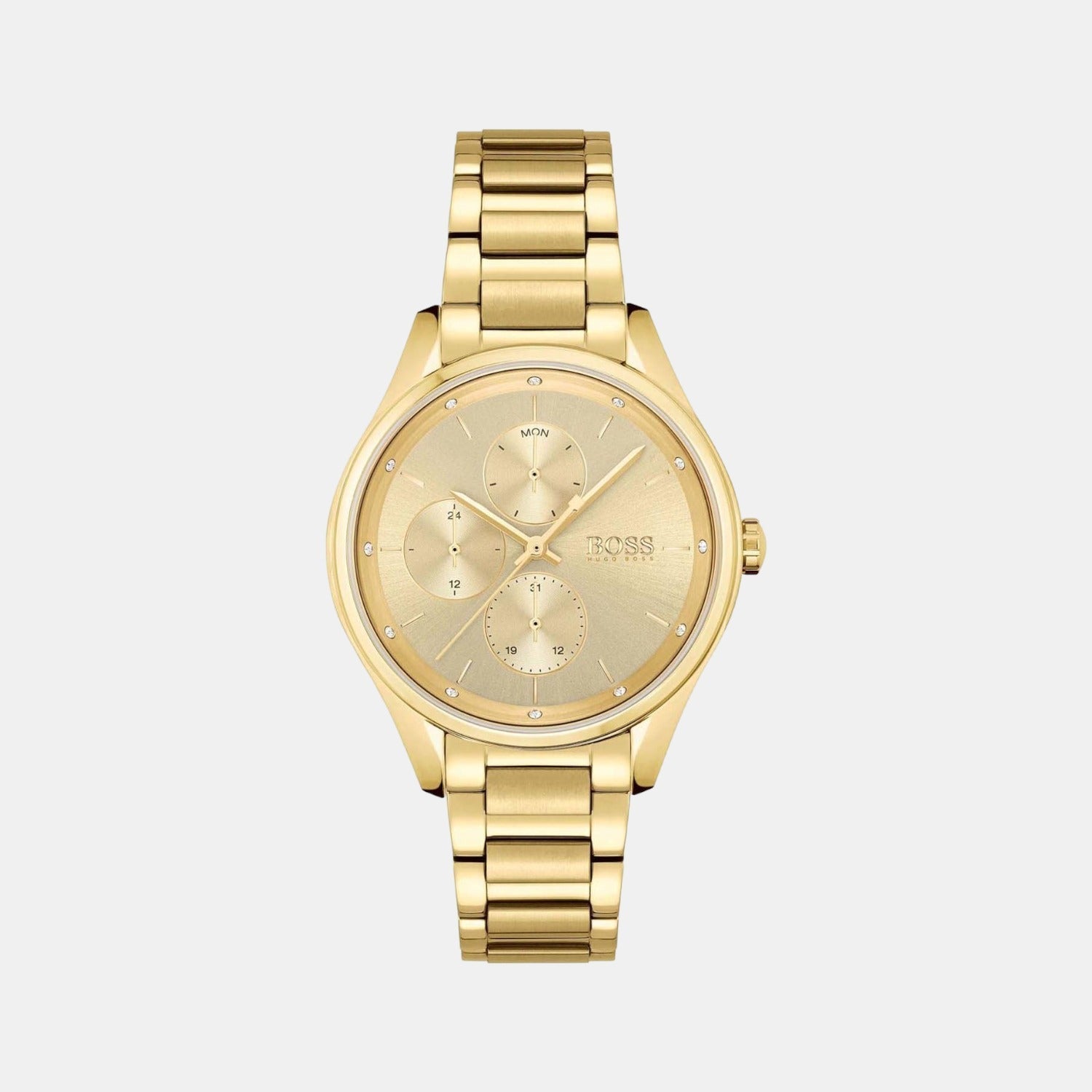 Boss Grand Course Women Quartz Gold Dial Chronograph Stainless Steel Watch 1502584
