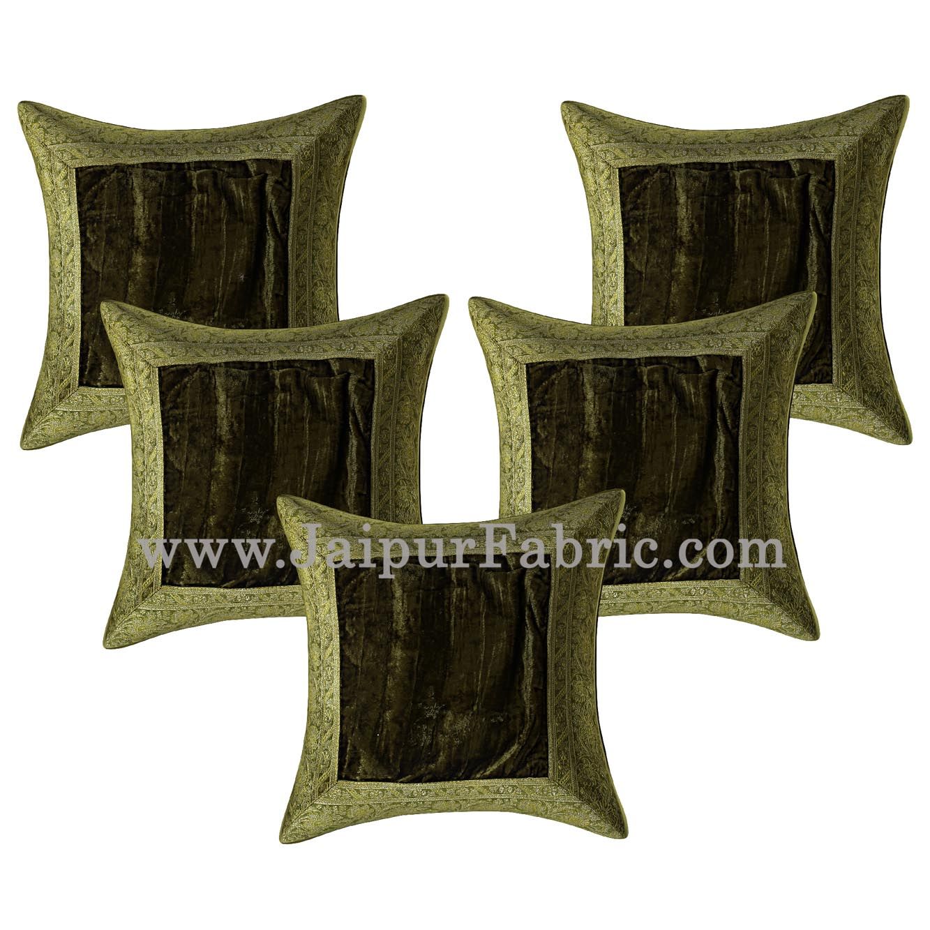 JaipurFabric® Green Color Velvet Cushion Cover - view 4