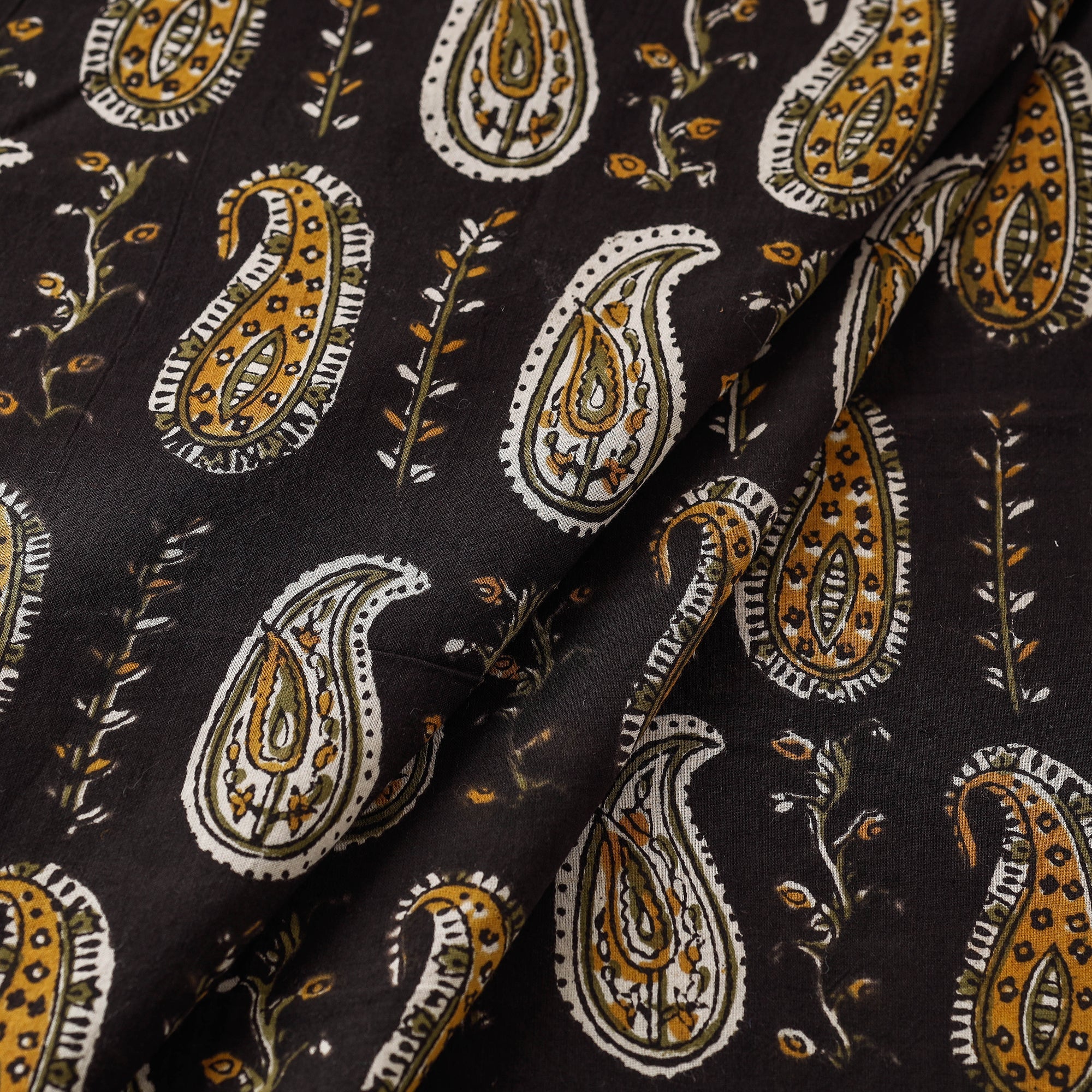 HAVELI CHRONICLES Black - Paisley Butta Bagru Block Print Cotton Fabric - view 2