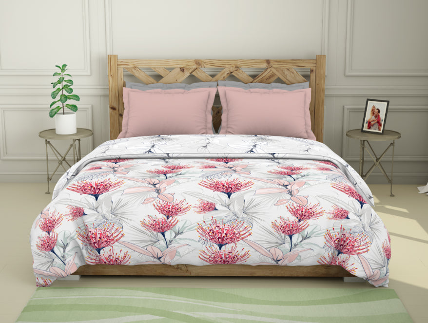 Spaces India Floral Teaberry - Pink 100% Cotton Shell Double Quilt / AC Comforter - Blockbuster Plus By Spaces