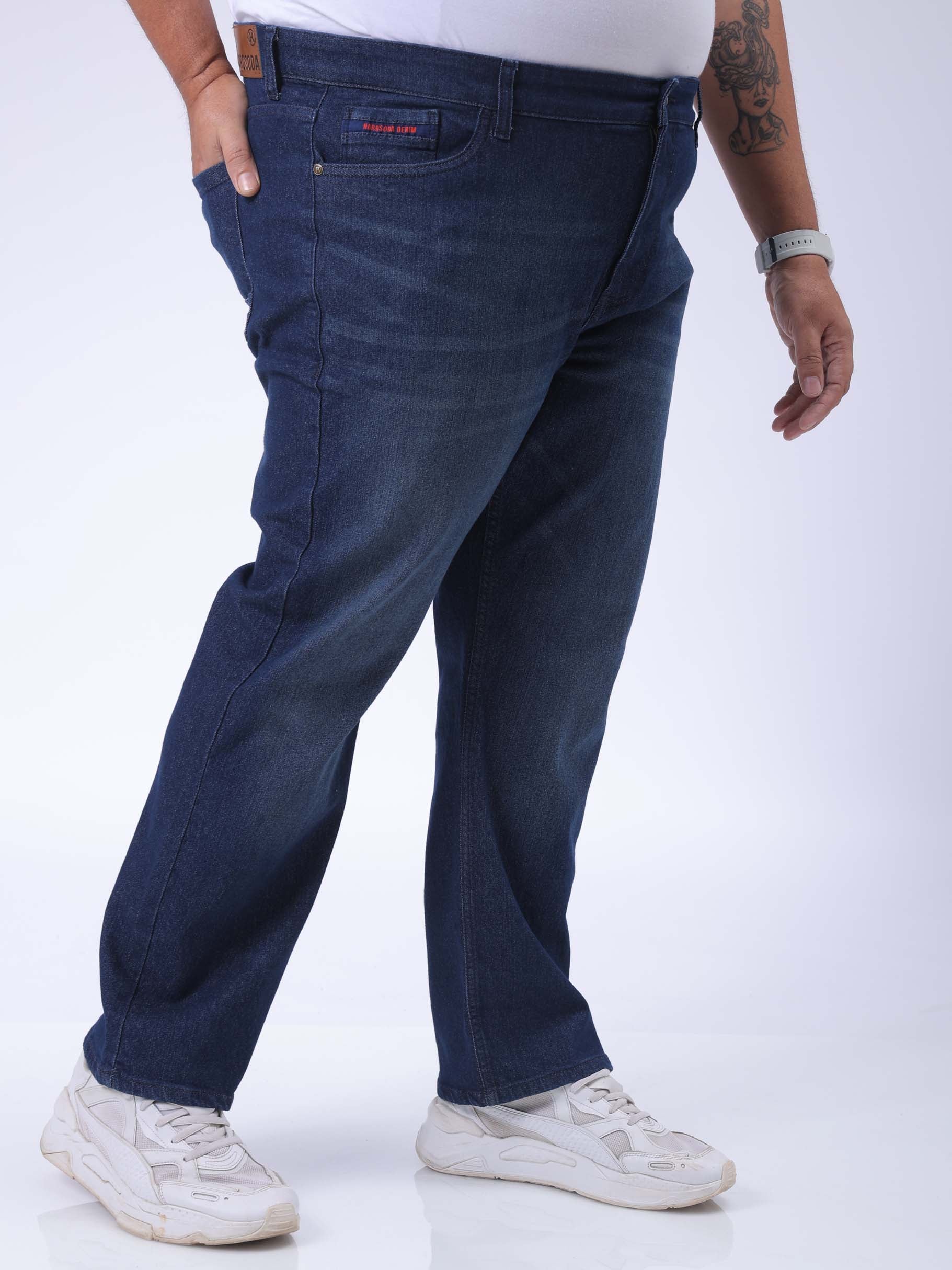HARDSODA Men's Plus Size Blue Vintage Straight Fit Solid Jeans - view 3