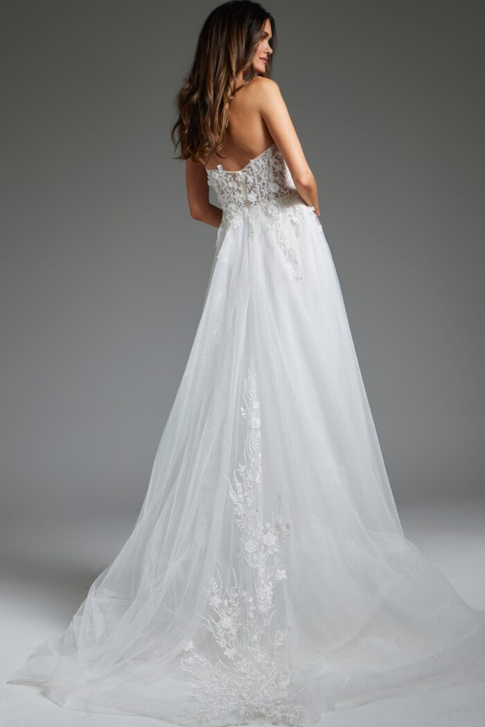 Jovani JB39160 Floral Bodice Bridal Gown Long Wedding Dress - view 2