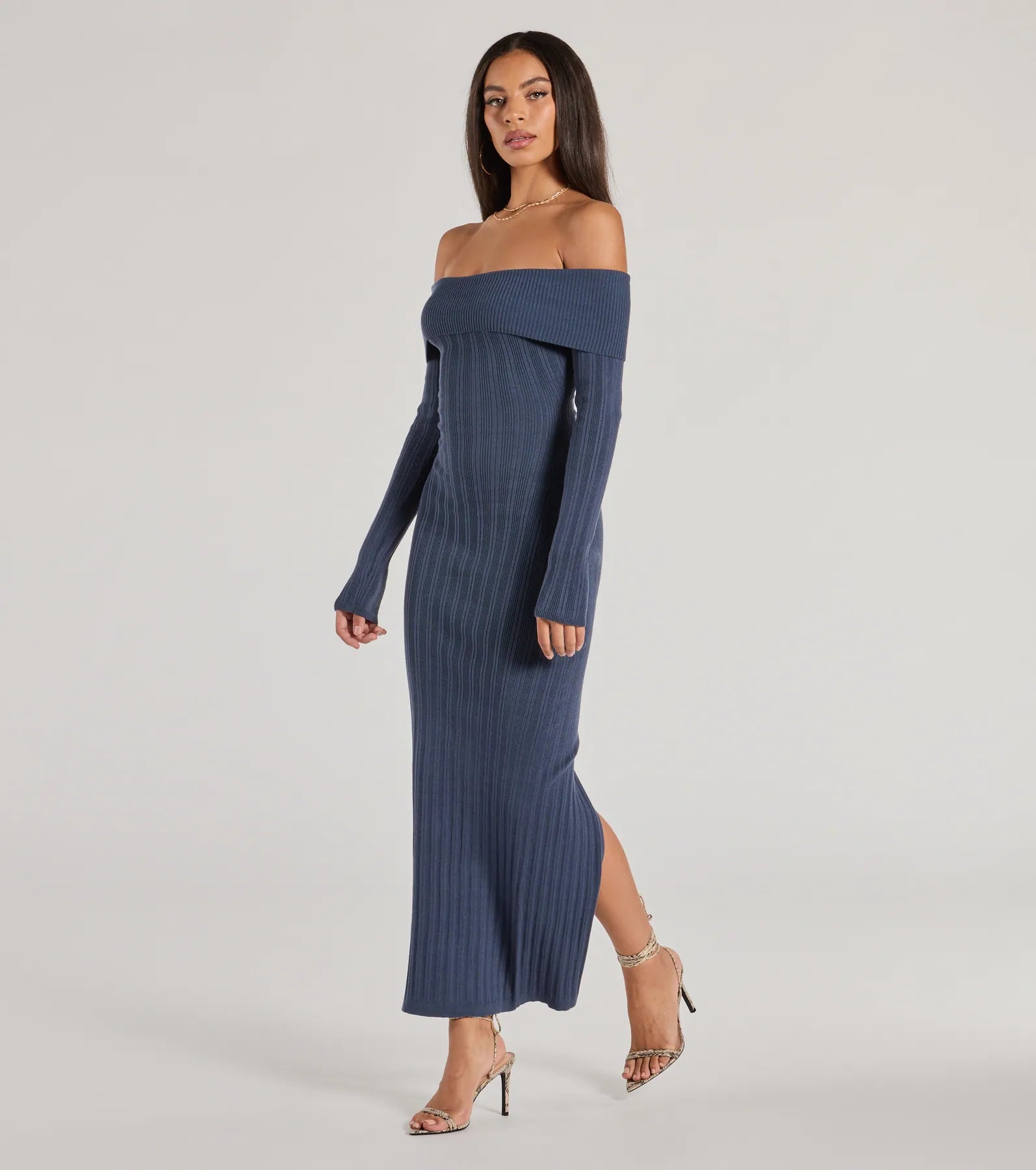 Windsor Chic Choice Knit Off-The-Shoulder Maxi Dress - view 4