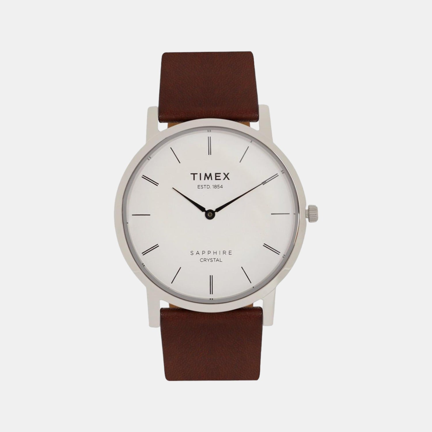 Timex Empera Men Quartz Silver Dial Analog Leather Watch TWEG17400