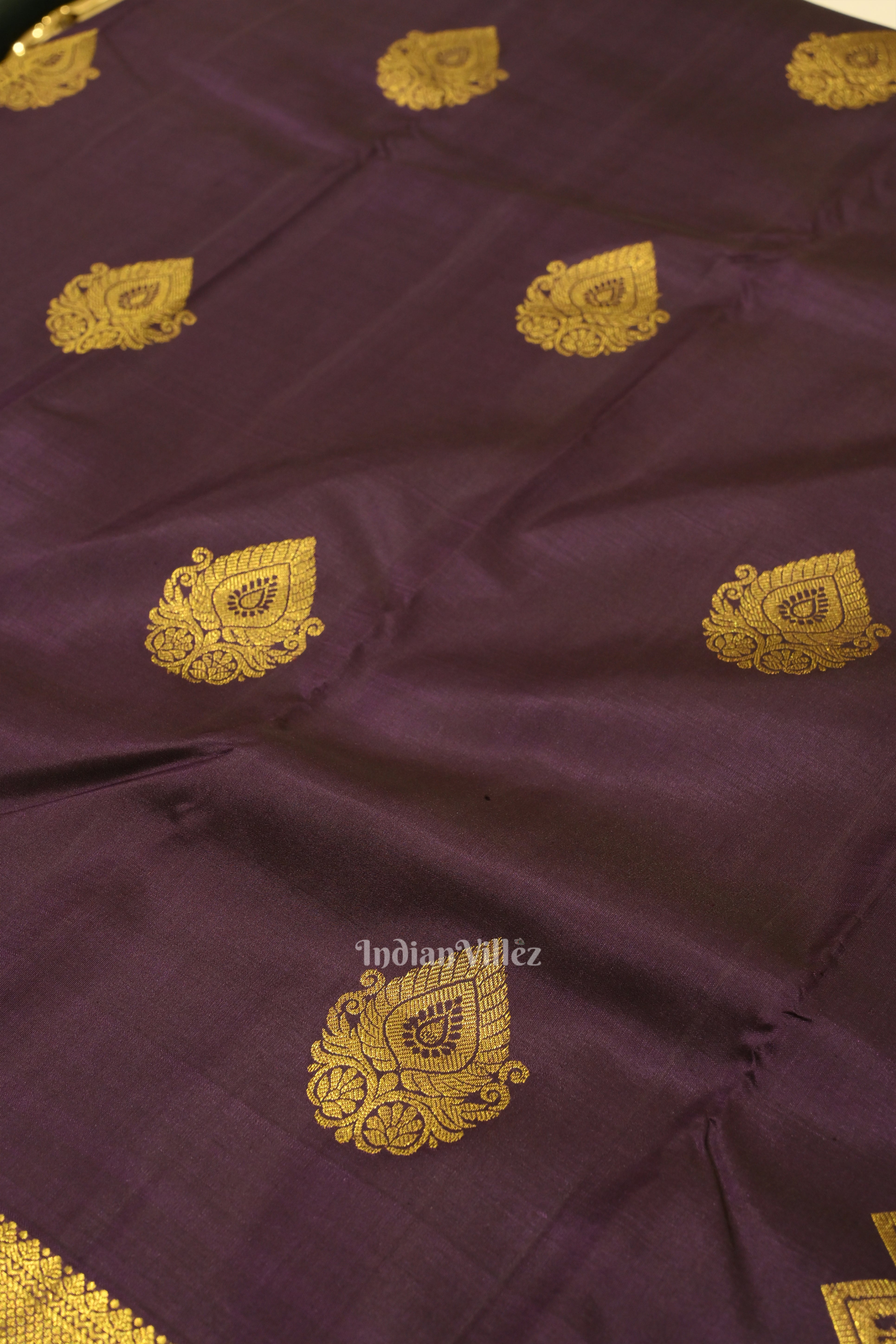 IndianVillèz Dark Purple Doli Barat Theme at Border Kanjivaram Silk Saree - view 2