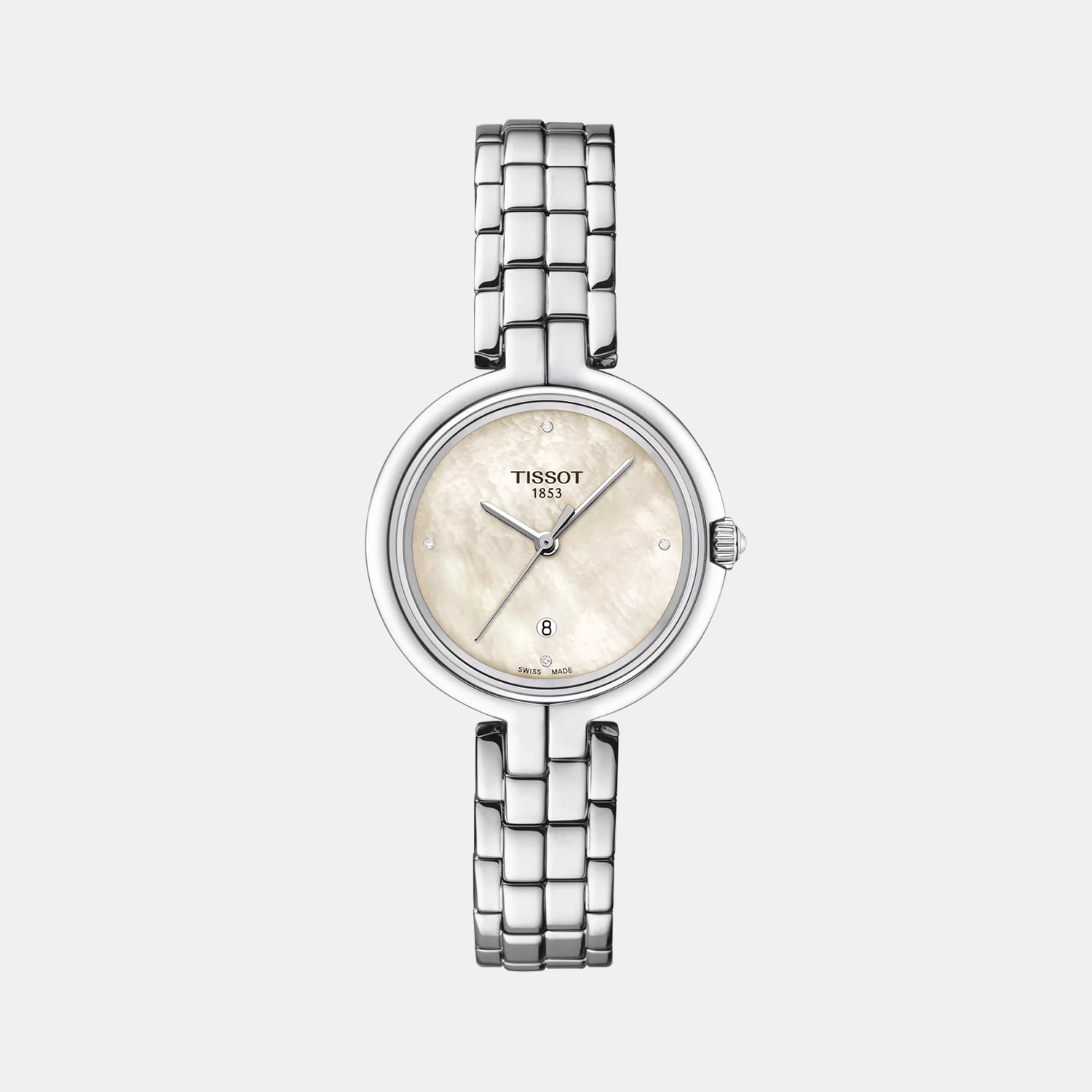 Tissot Flamingo Women Quartz White Mother Of Pearl Dial Analog Stainless Steel Watch T0942101111602