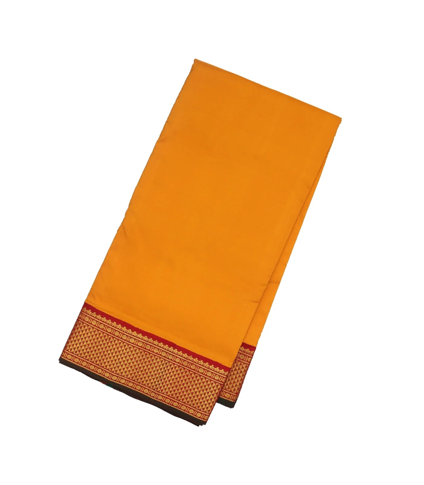 RmKV Mango Yellow Handloom Kanchipuram Korvai 9 Yards Silk Saree With Red Border
