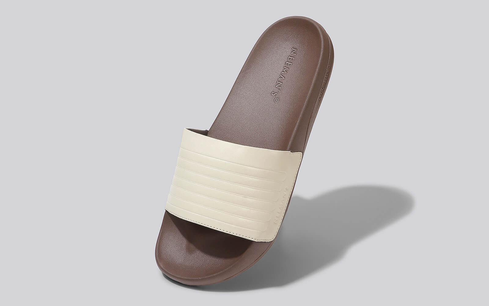 Neeman's FootBed Slides for Men : Ivory Brown