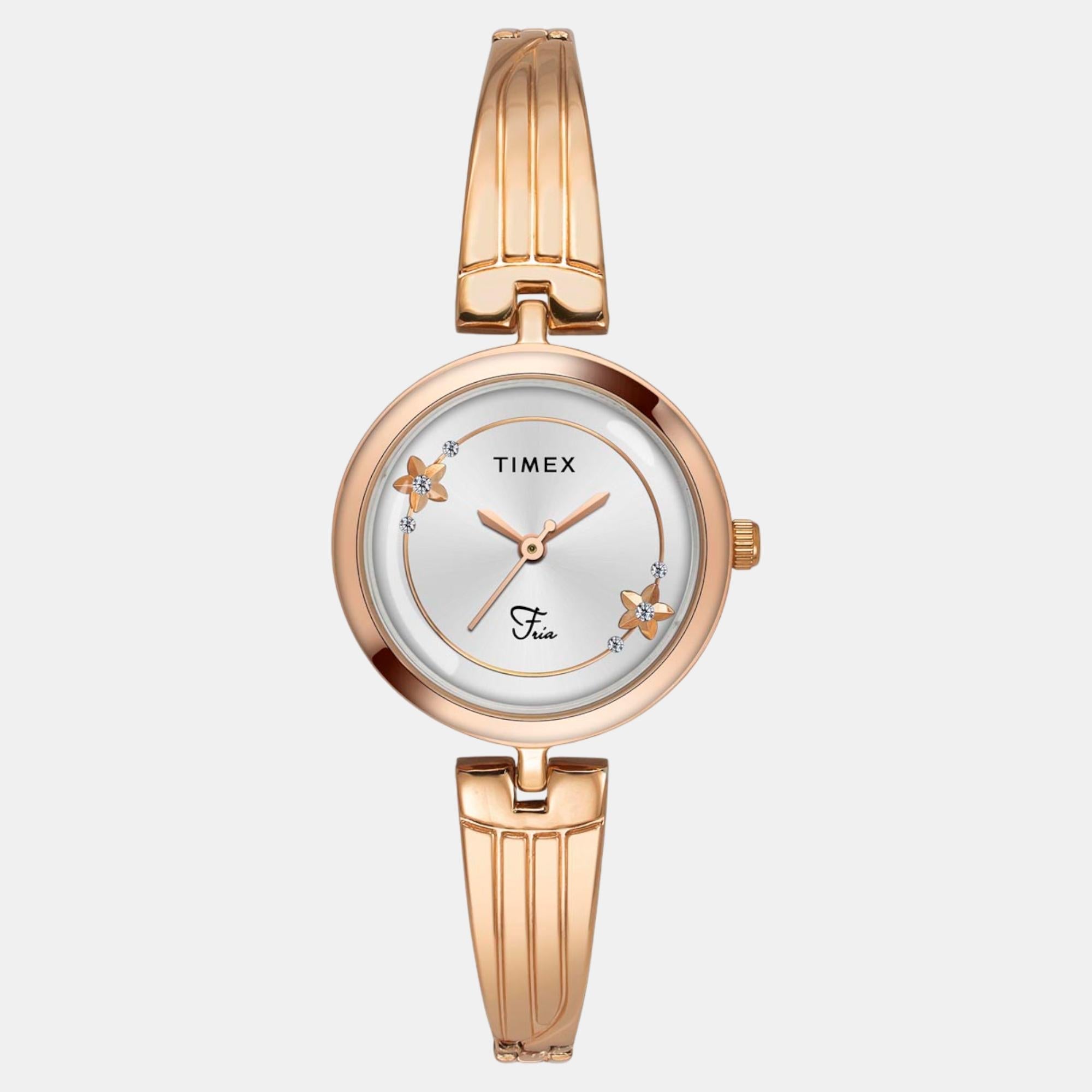 Timex Fria Women Quartz Silver Dial Analog Brass Watch TWEL19802