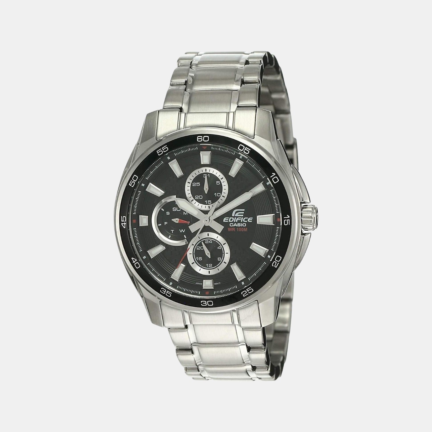 Casio Edifice Men Quartz Black Dial Chronograph Stainless Steel Watch ED420
