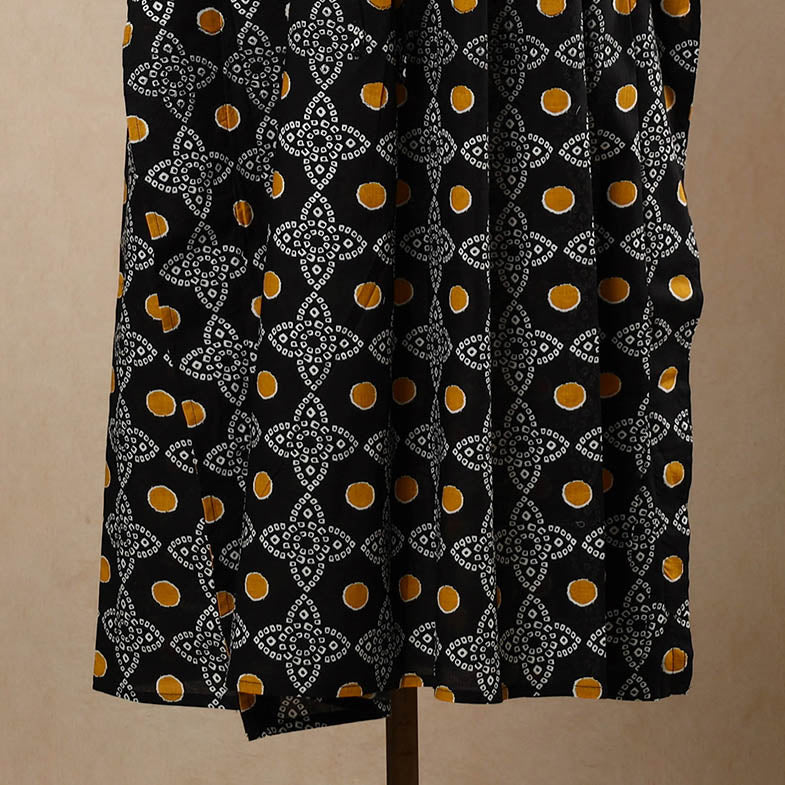 CHUTNEY CRAFT STUDIO Black - Hand Block Printed Cotton Kaftan with Tie-Up Waist (Long) - view 3