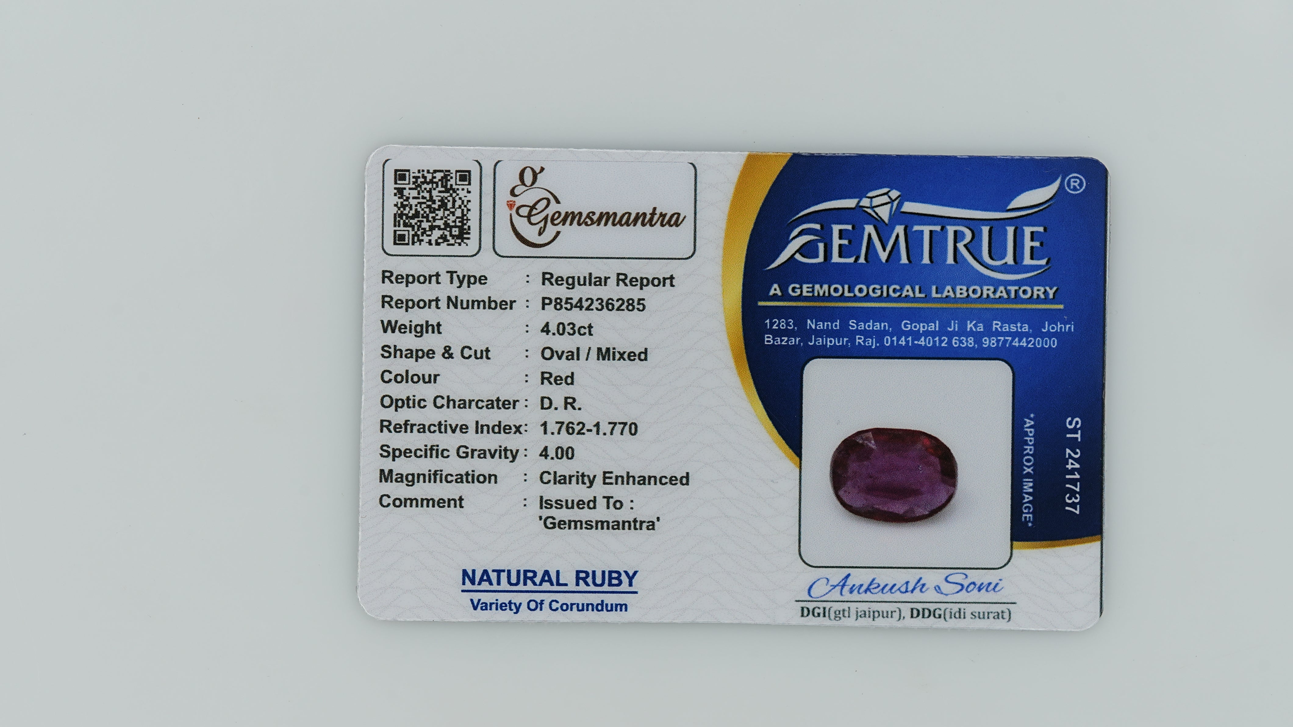 Gemsmantra Ruby - 4.03 Carats (4.433 Ratti) - view 3