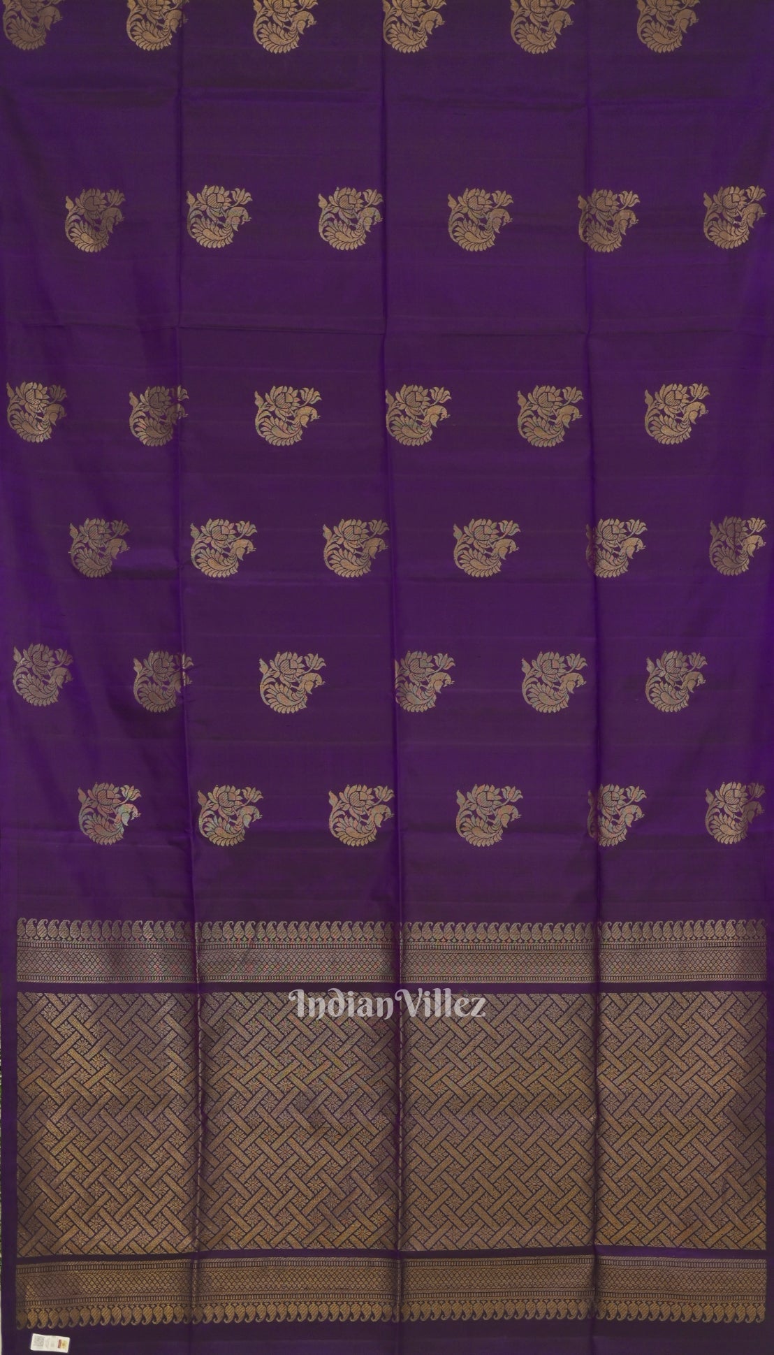 IndianVillèz Deep Purple Pure Kanjivaram Soft Silk Saree