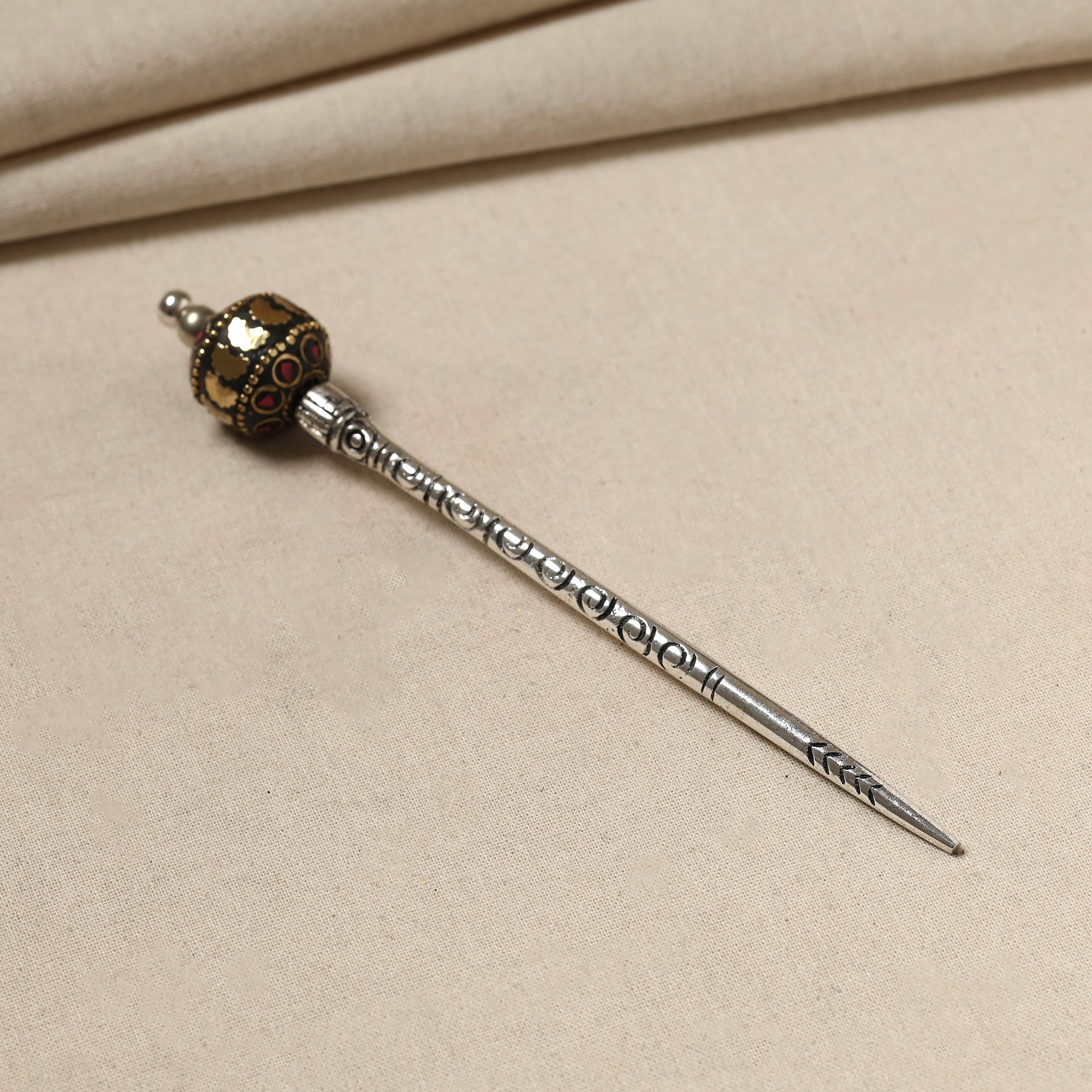 WHITE RIVER STORIES Antique Finish Oxidised German Silver Juda Stick