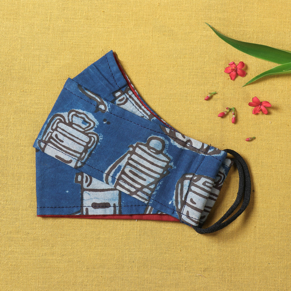 JALPARI Bindaas Block Printed Cotton 3 Layer Maska Snug Fit Face Cover