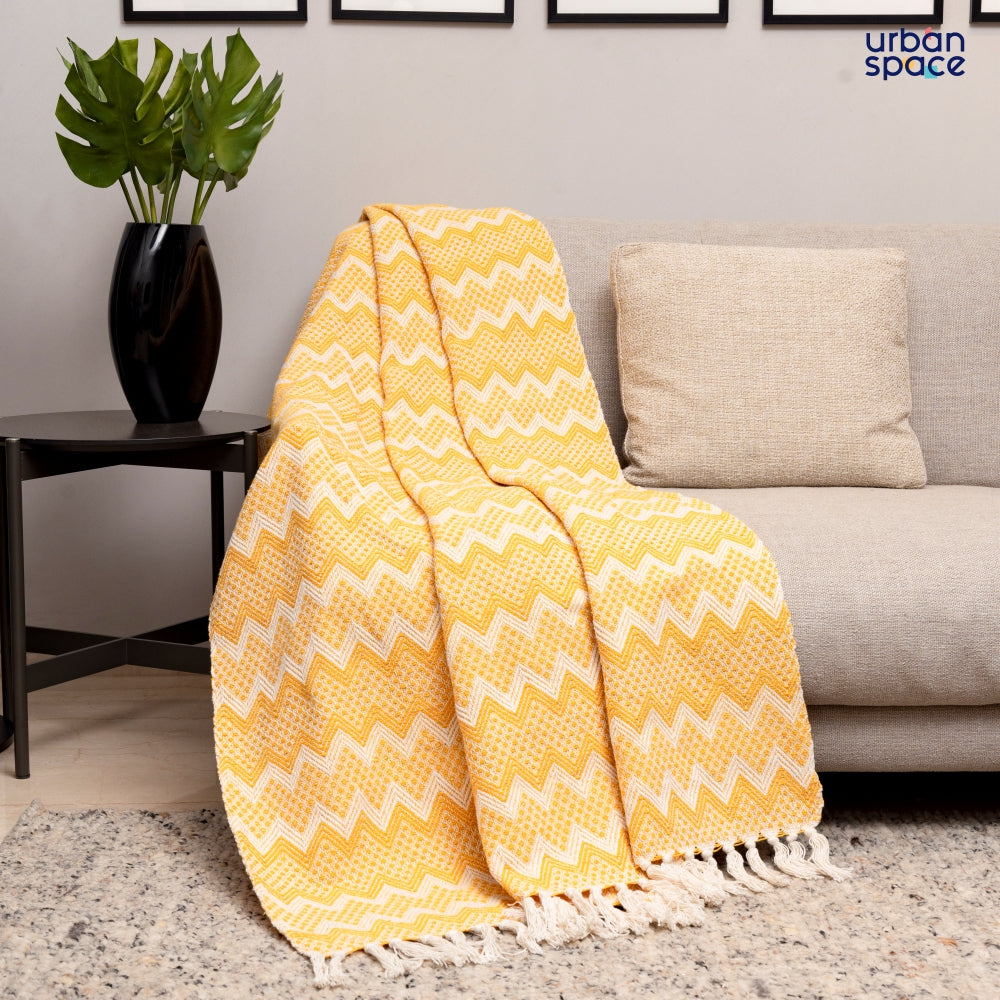 Urban Space Home Furnishing Cotton Chevron Throw | Lightweight Blanket For Living Room Sofa & Chair | Soft & Light Throw For Bed | Use For Picnic & Gi - view 2