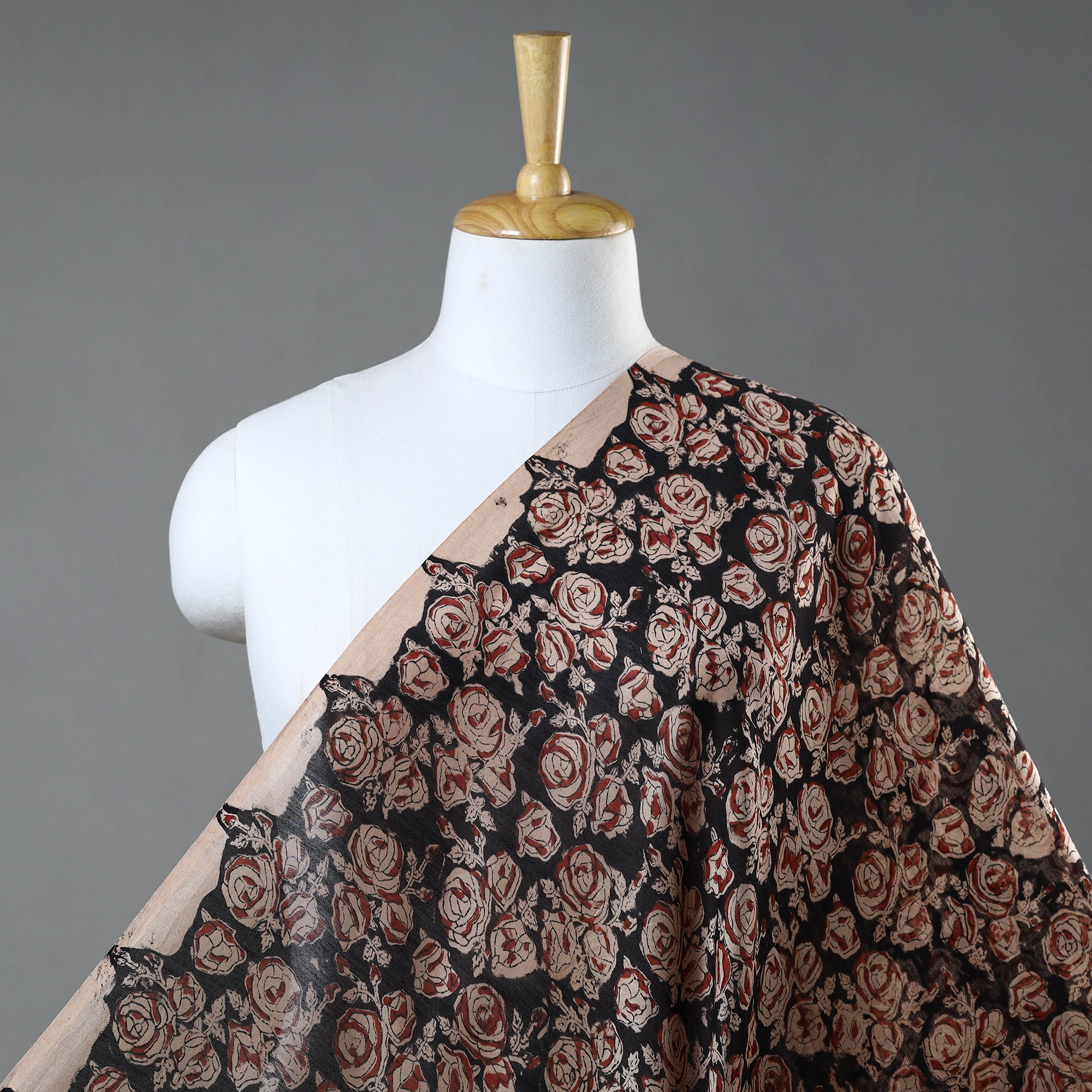 BAGRU DABU PRINTS Black - Ajrakh Dabu Bagru Block Print Chanderi Silk Fabric 18