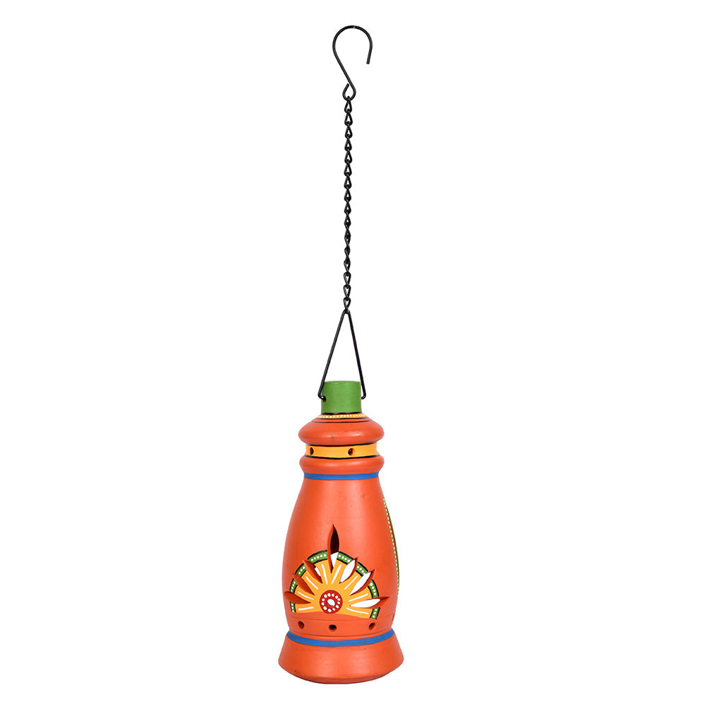 ART CREATIONS BY SUMAN SONTHALIA Aakriti Art Creations Terracotta Handpainted Hanging Tea light Holder For Home Decoration - view 2