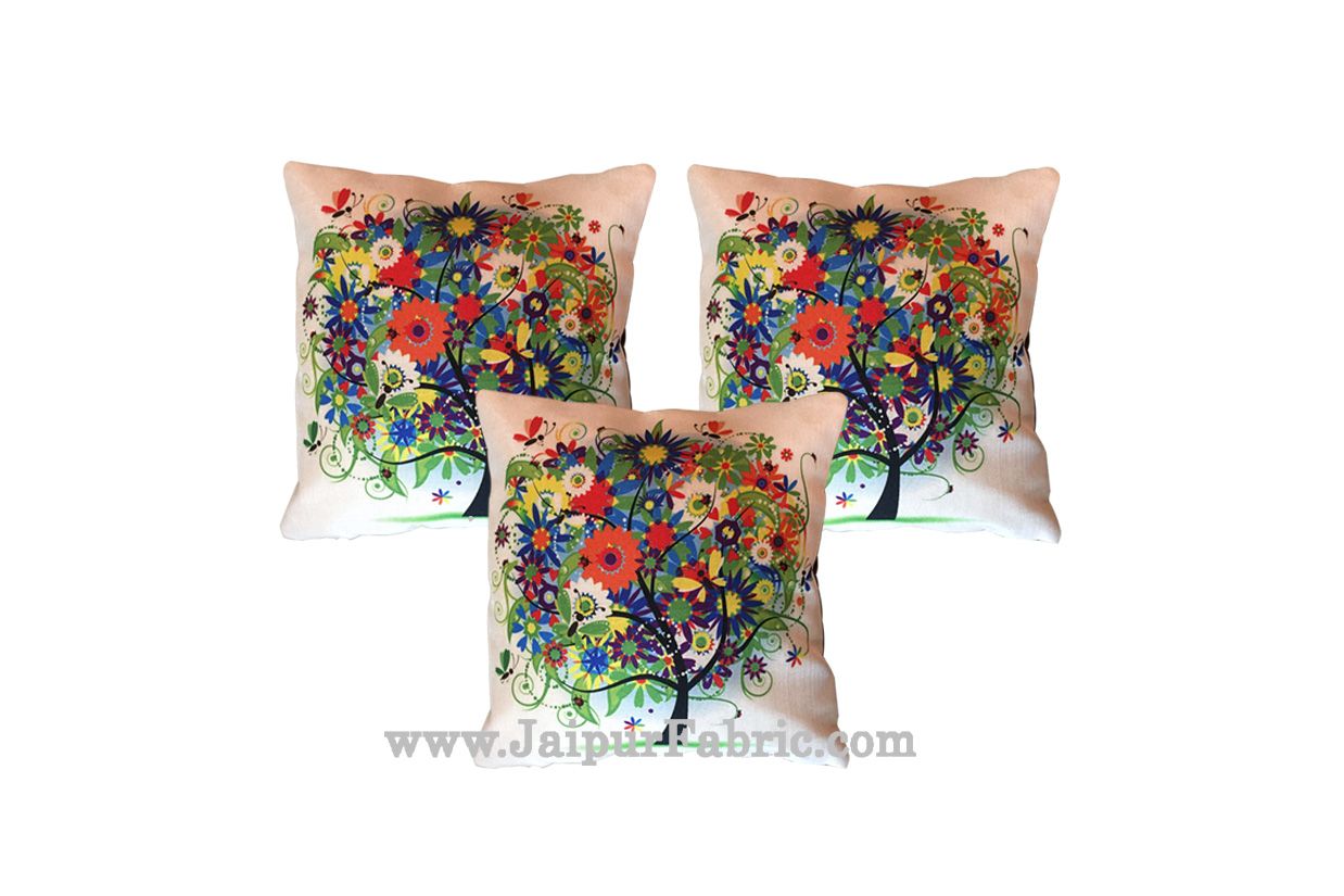 JaipurFabric® Jute Cushion Cover Digital Trees - view 2