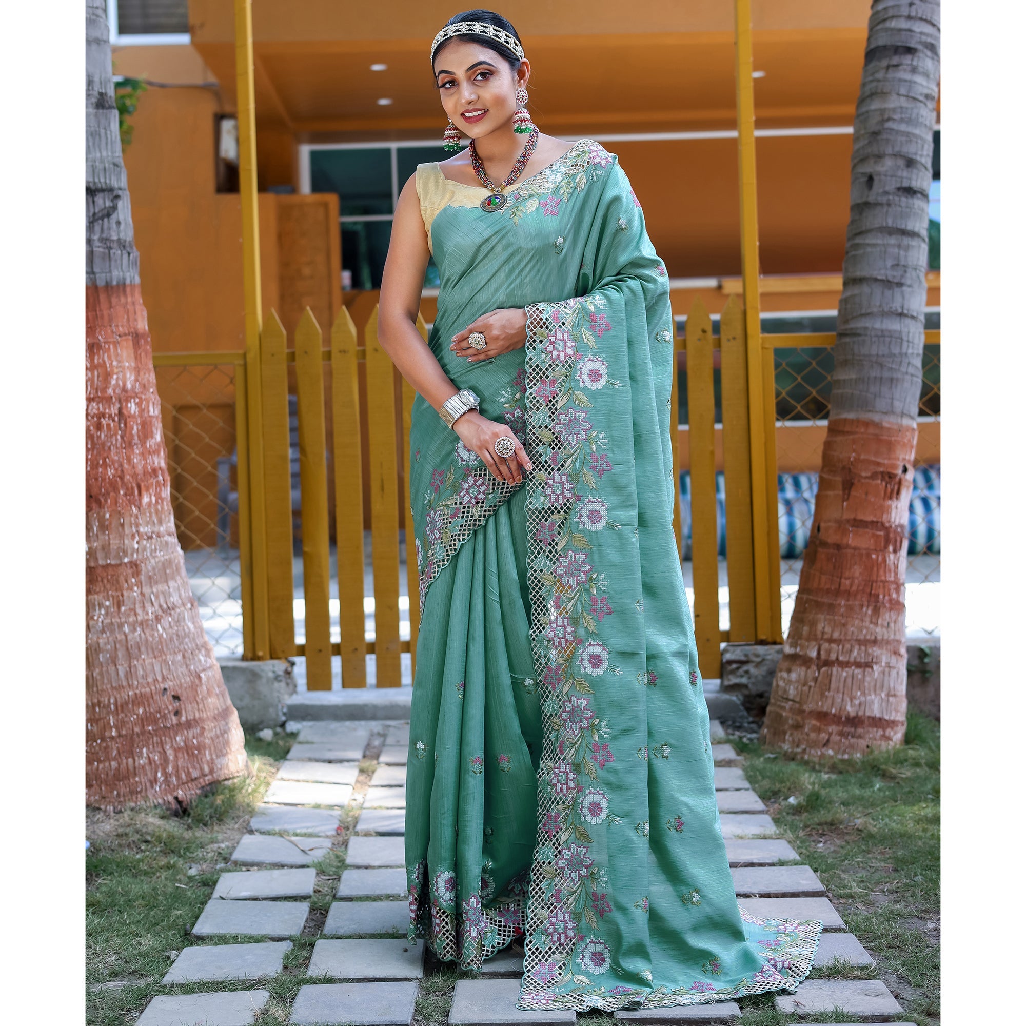 TASARIKA COUTURE Apeksha Sky Silk Handwork Saree
