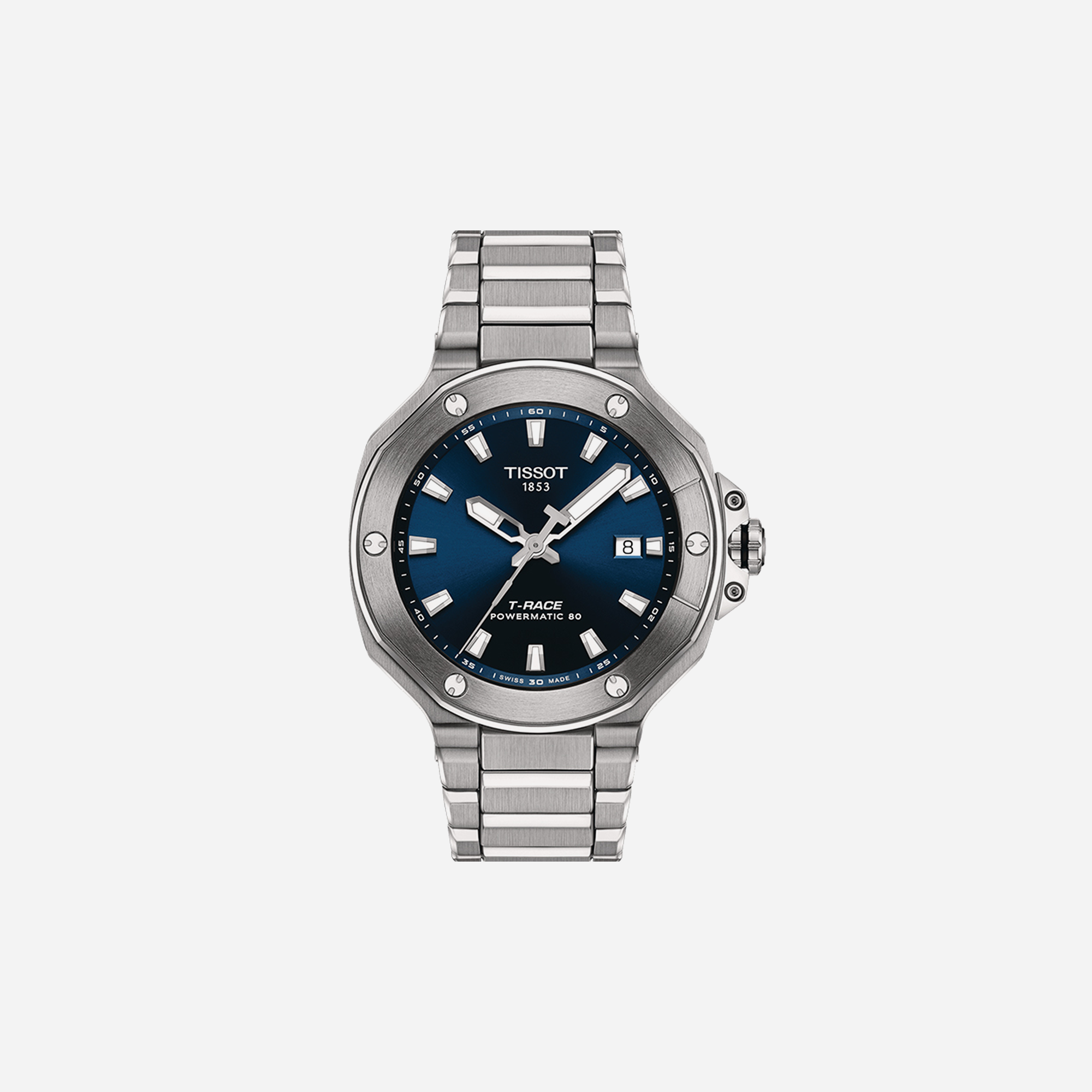 Tissot T-Race Powermatic 80 Blue Dial 41mm Stainless Steel Grey Strap Automatic Watch