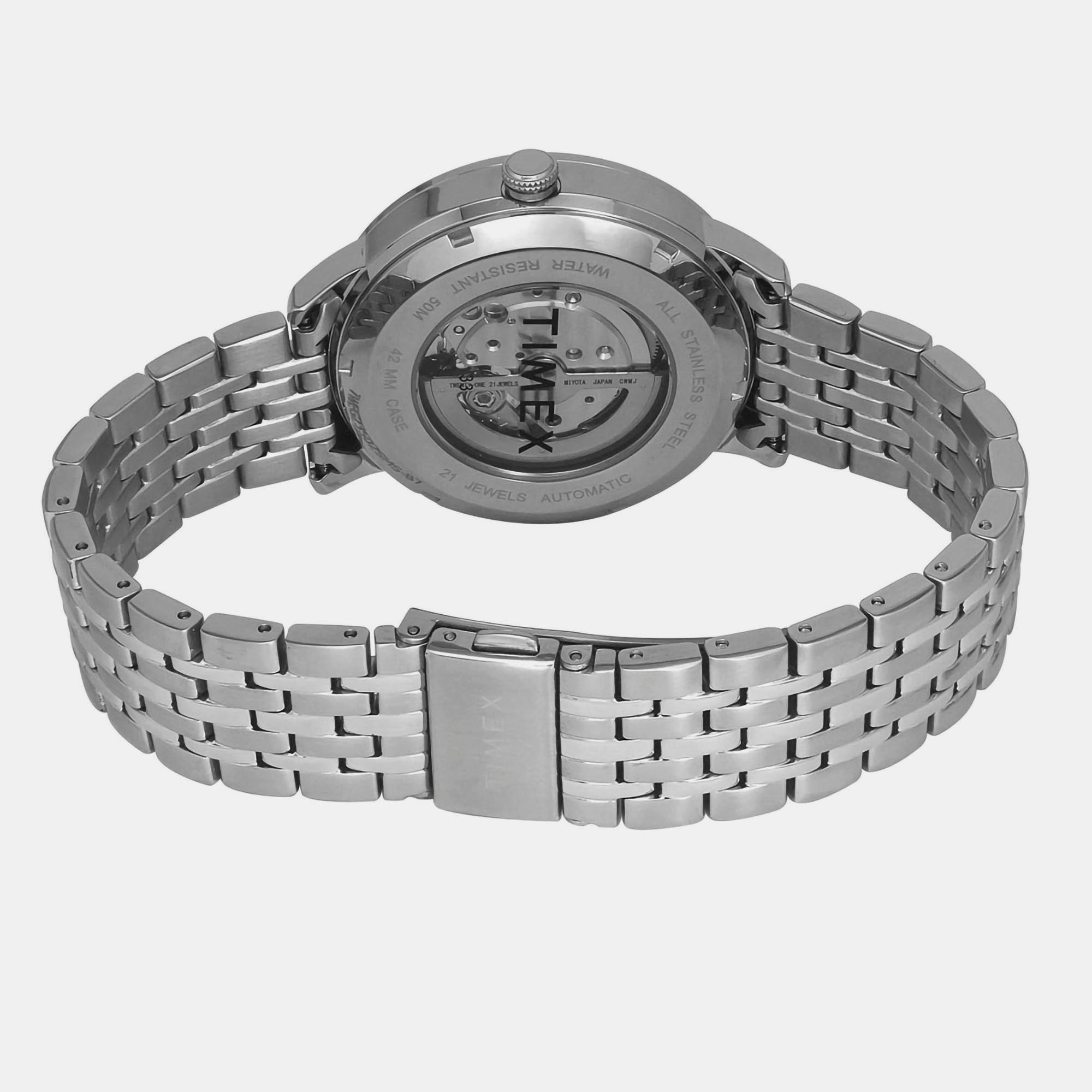 Timex E Class Men Automatic Green Dial Analog Stainless Steel Watch TWEG23502 - view 2